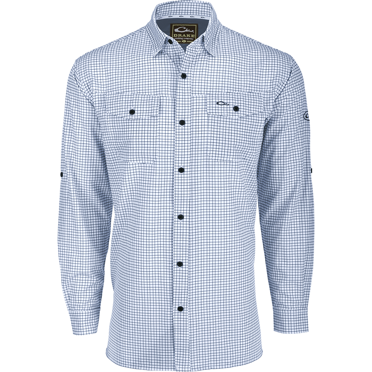 Men's Travel Mini Grid Button Down Long Sleeve Shirt - Casual Comfort for Outdoor Adventures & Business Trips