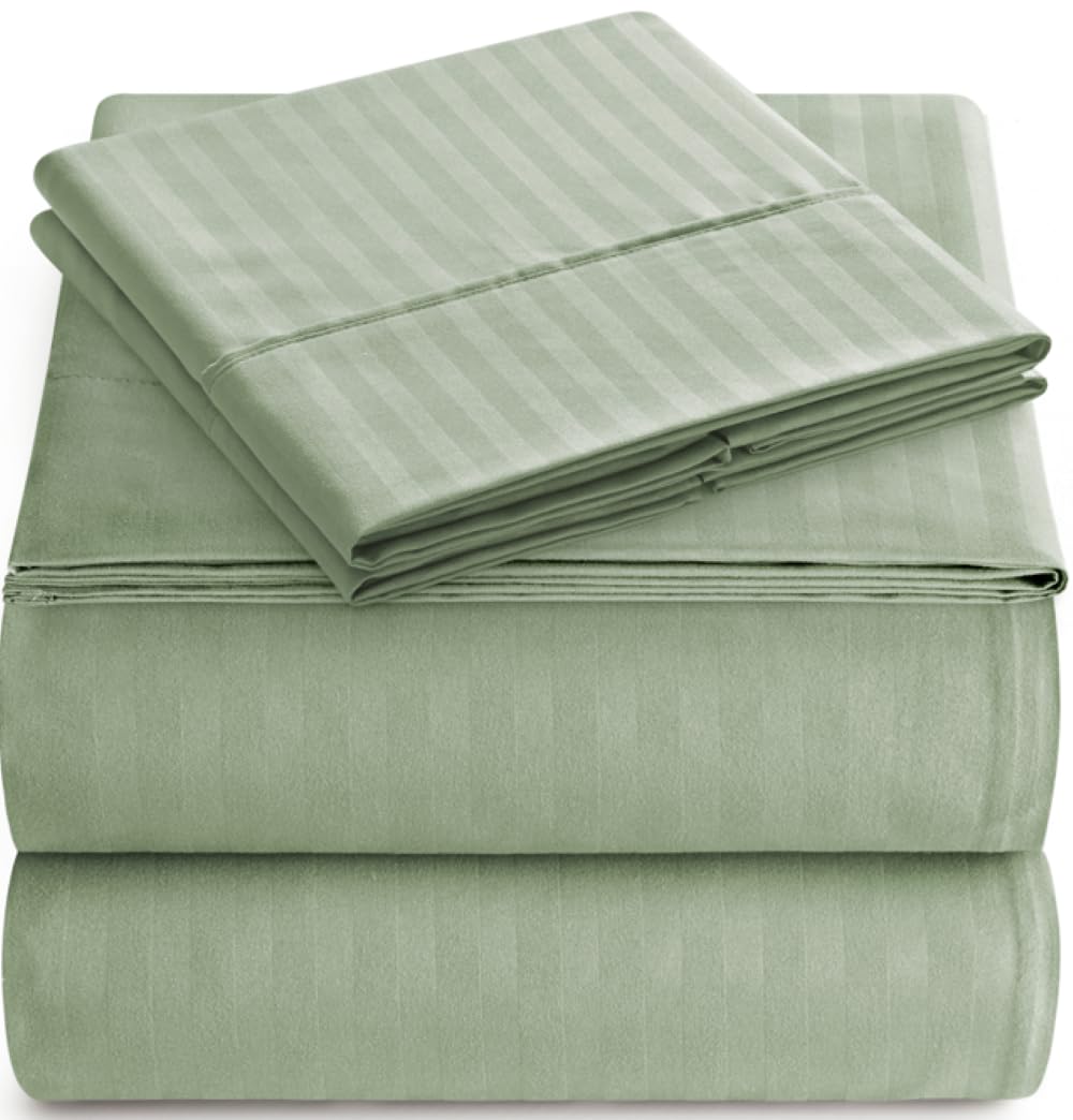 Queen Size Sheet Set - 4-Piece Soft & Cooling Microfiber Bedding with Deep Pockets (1 Fitted Sheet, 1 Flat Sheet, 2 Pillowcases) - Wrinkle-Free, Breathable & Luxurious for All-Season Comfort - Perfect for Master Bedrooms, Guest Rooms & Vacation Homes
