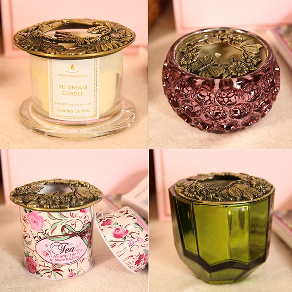 Vintage Metal Candle Topper Lids - 2.8