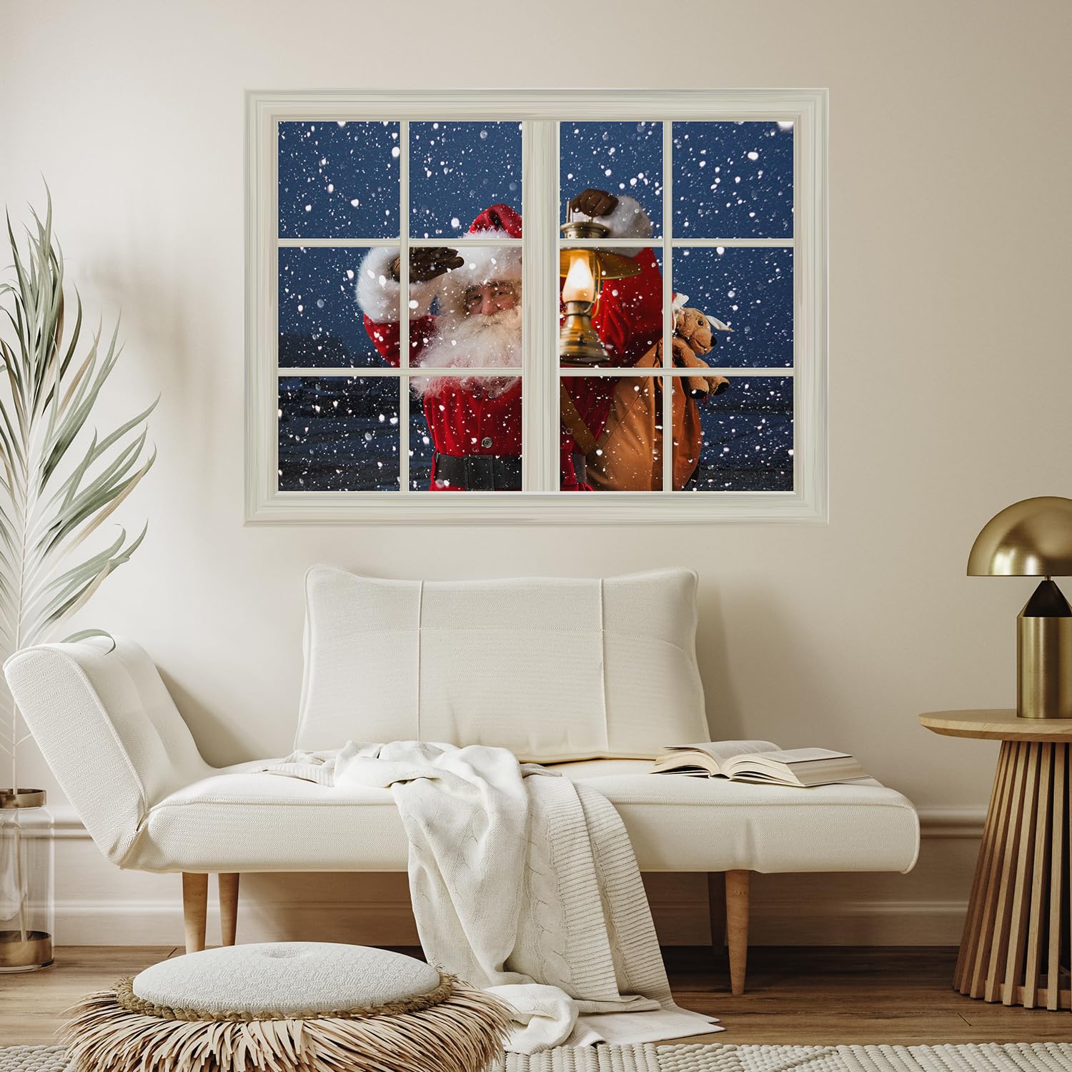 Santa Claus Carrying Gifts Window Wall Sticker - 36