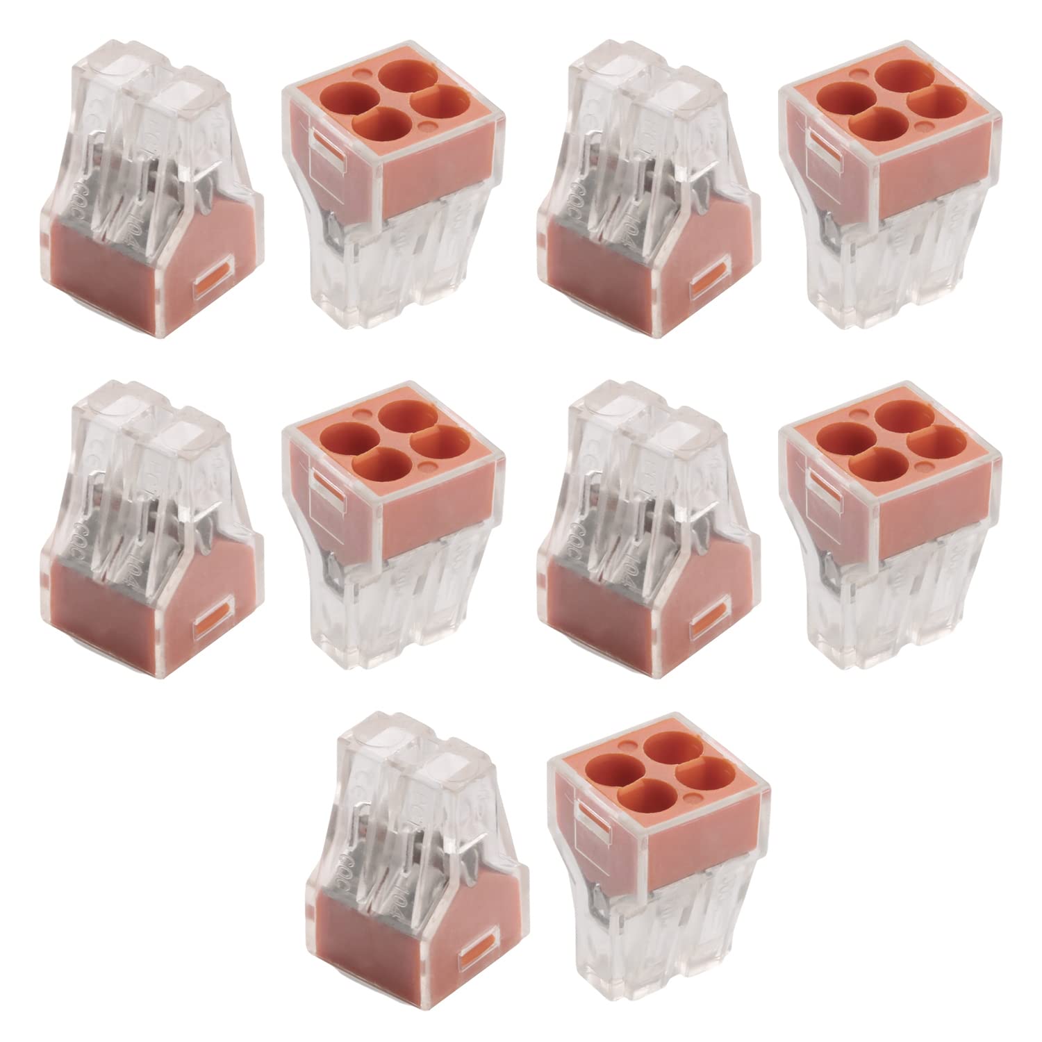 10Pcs Lever Wire Connectors 4 Port - Compact Splicing Connector for Solid Stranded Flexible Wires | Electrical Wire Connectors PCT-104 | Ideal for Home Wiring, DIY Projects and Electrical Repairs