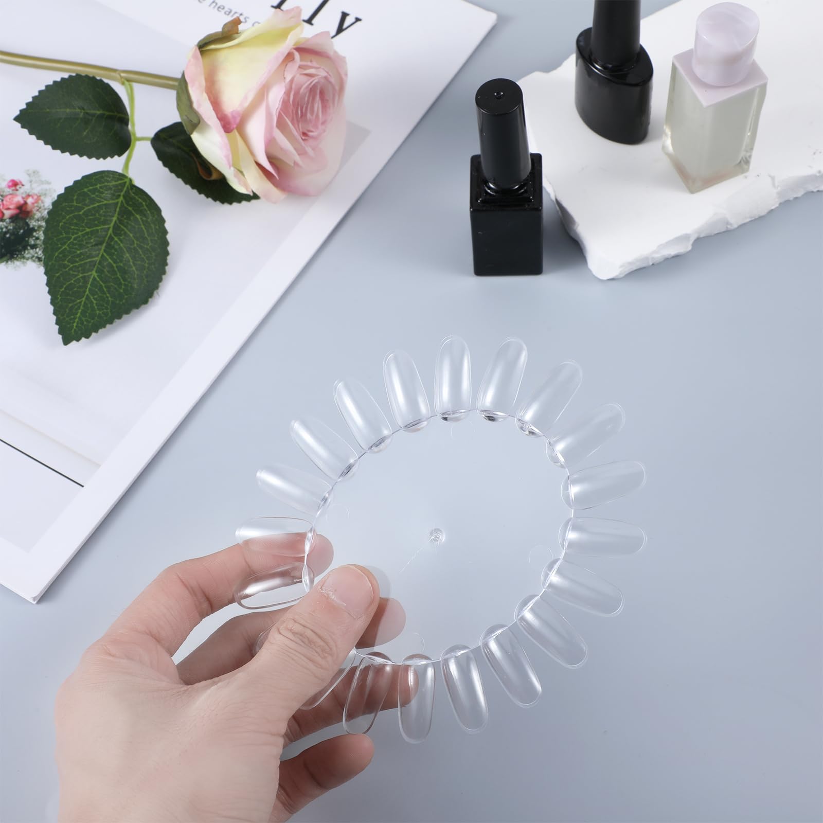 10 Pcs Clear Nail Swatch Wheels - Professional Nail Polish Color Display Sticks for Manicure Practice & Salon Use | Perfect for Nail Artists, DIY Enthusiasts & Beauty Professionals