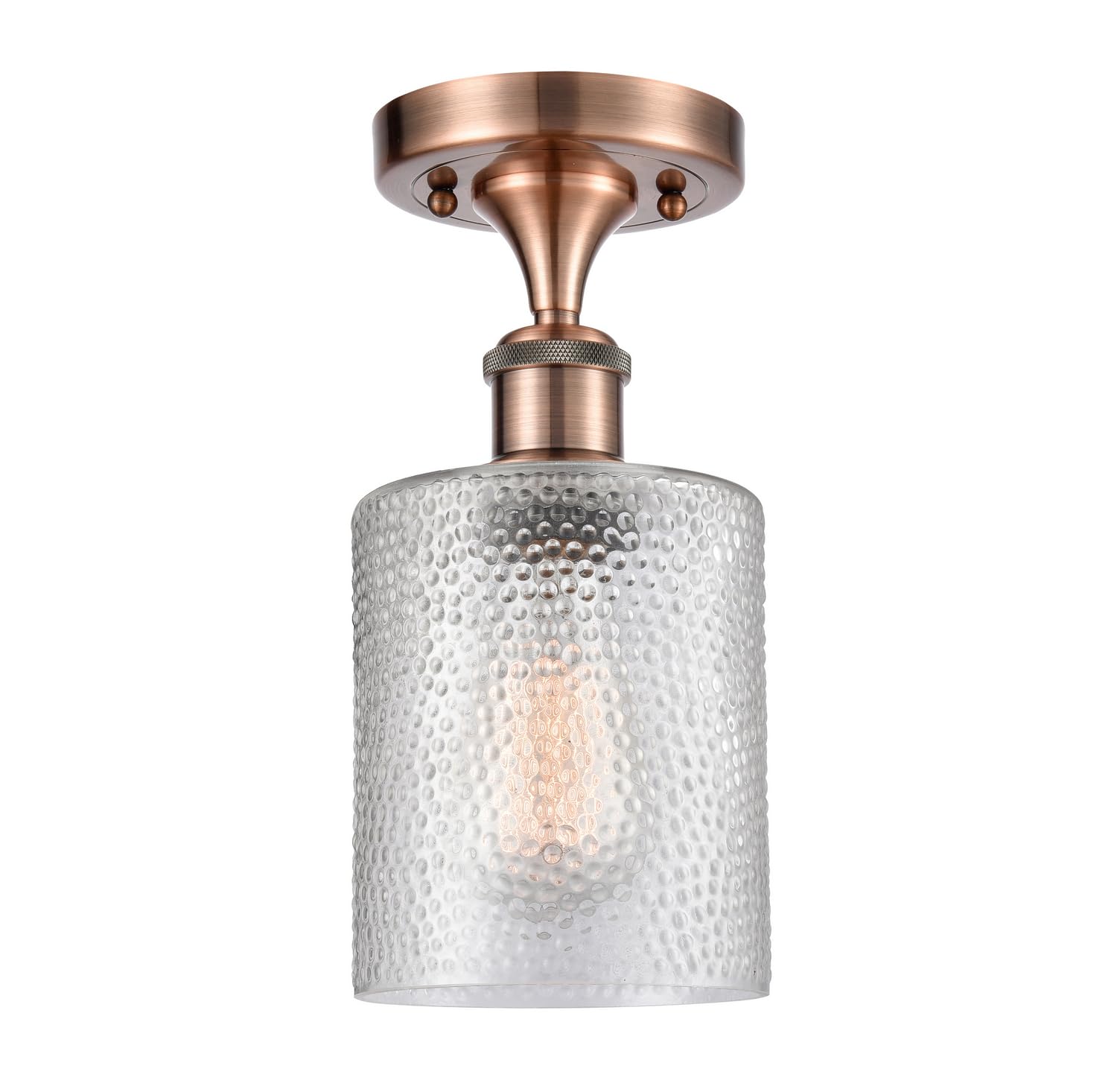 Ballston Collection Antique Copper 1-Light Semi-Flush Mount Ceiling Fixture - Innovations 516-1C-AC-G112-LED Cobbleskill - Perfect for Entryway, Bedroom or Kitchen Lighting