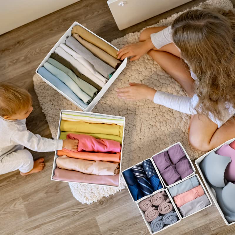 12-Pack Criusia Fabric Drawer Organizers for Clothes - Baby Clothes, Socks, Underwear & Bras Storage - Dresser Drawer Dividers for Nursery & College Dorm Organization - Perfect for Closet, Dresser & Small Space Storage