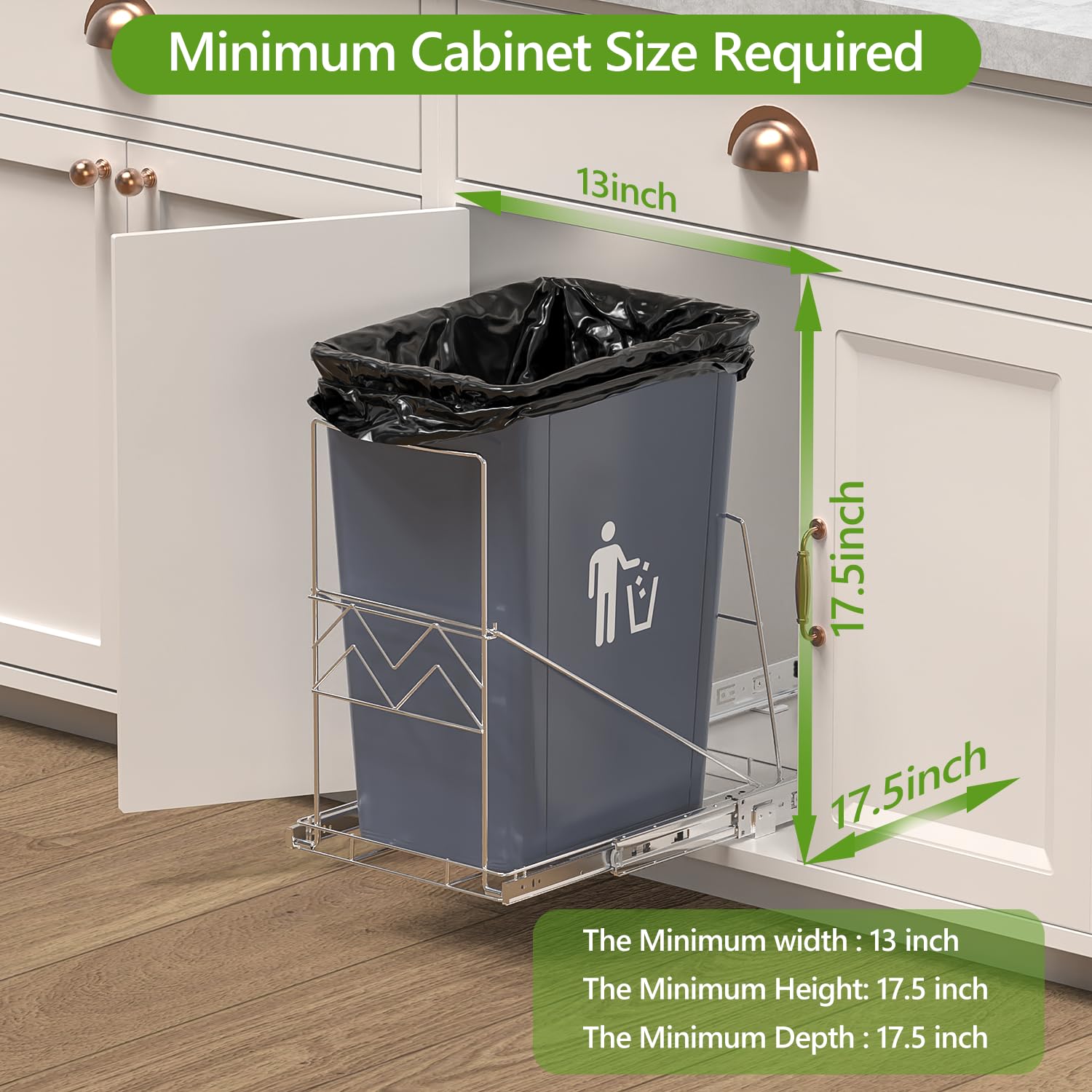 LIONONLY Pull Out Trash Can Under Cabinet - Slide Out Garbage Bin Holder for 7-11 Gallon Bins (Trash Can Not Included) | Space Saving Kitchen Organizer for Sink Cabinet Waste Management
