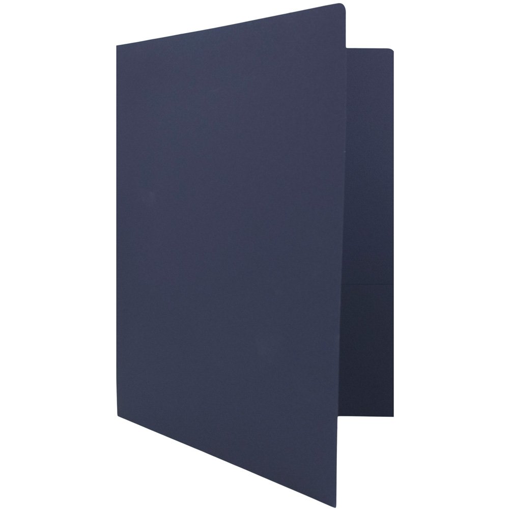 Premium Matte Cardstock Twin Pocket Folders - Navy Blue - 100 Pack Bulk - Ideal for School, Office & Business Organization