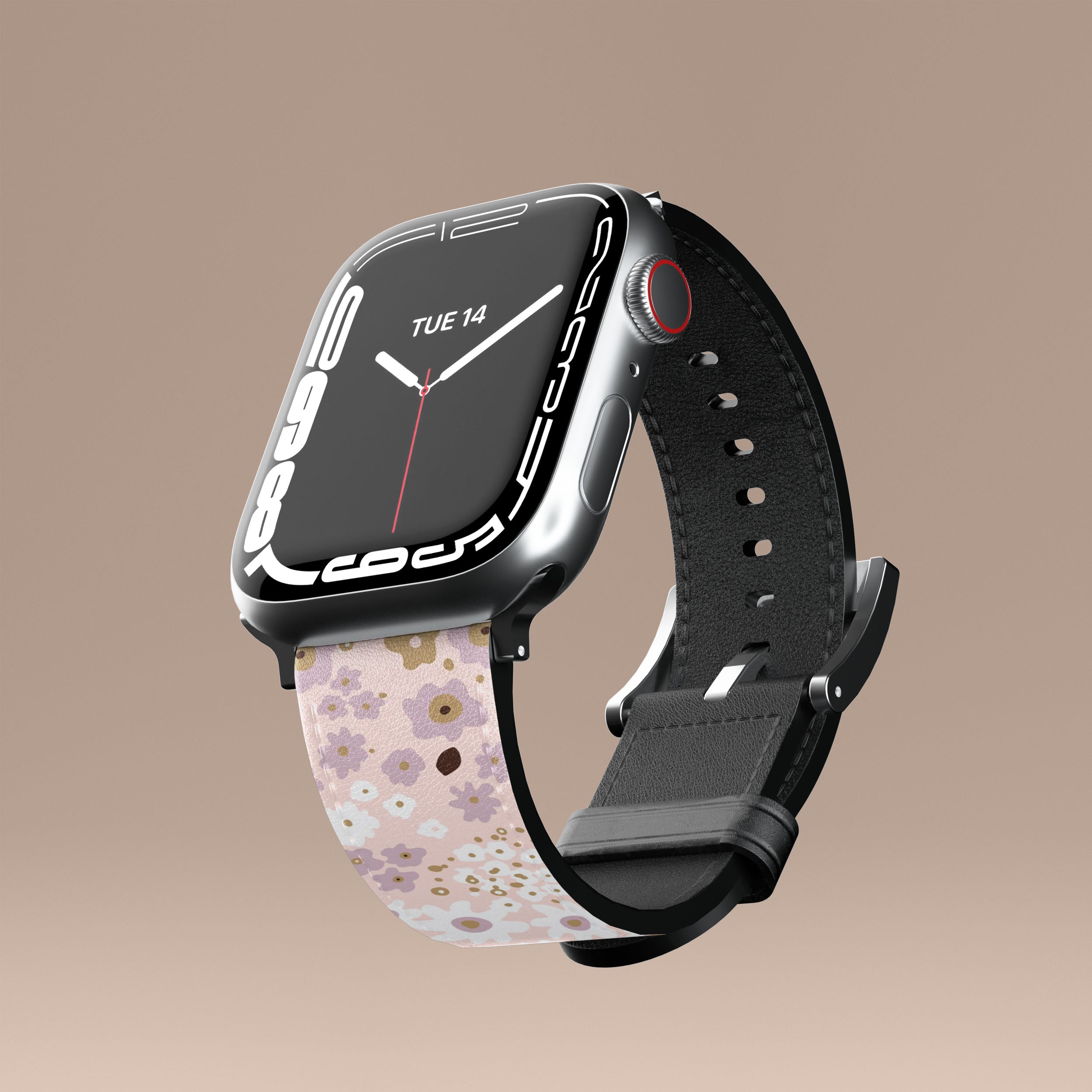 Stylish Pink Ditsy Floral Apple Watch Band - Soft Silicone Replacement Strap for Women - Perfect for Workouts, Running & Everyday Fashion Accessory