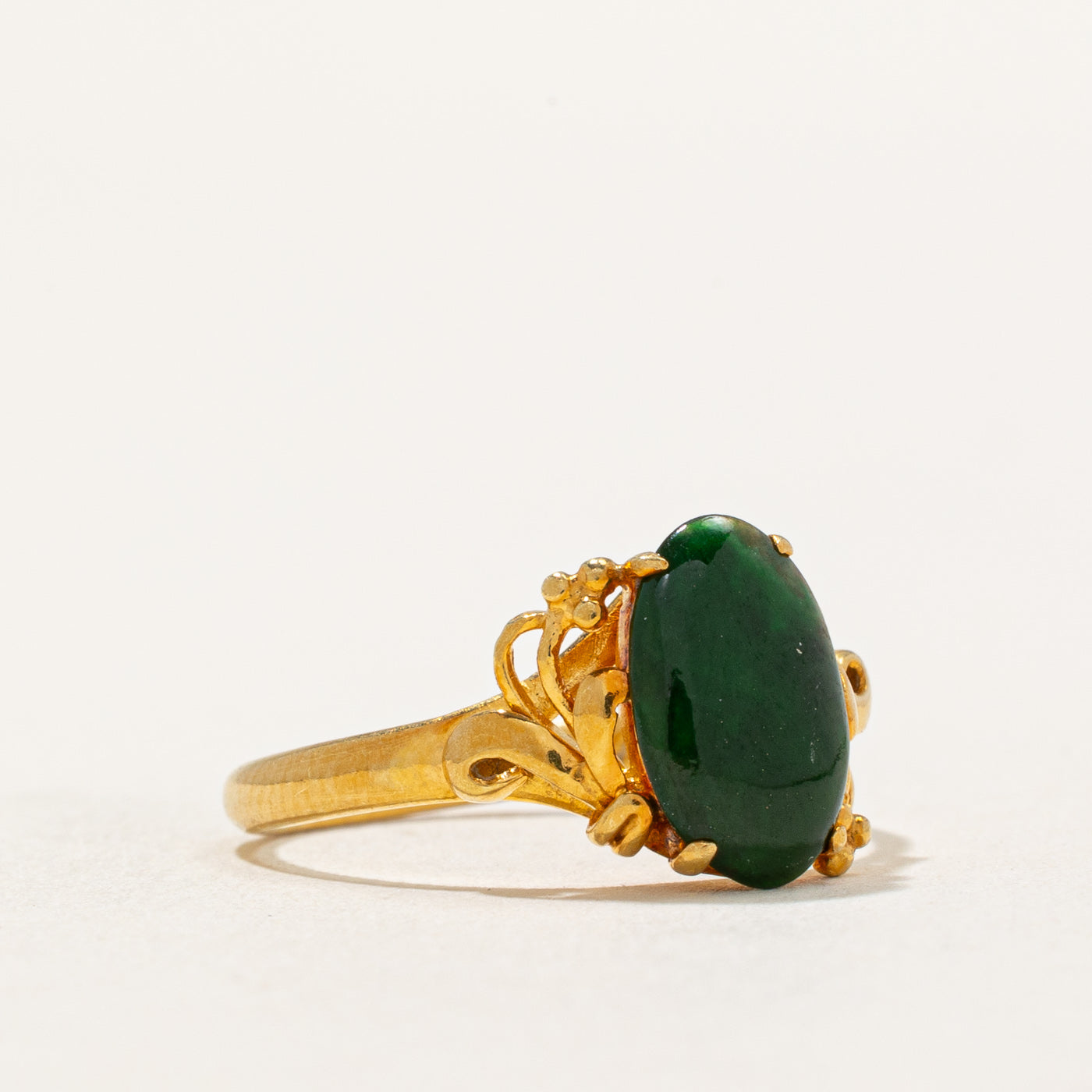 1.00ct Oval Cabochon Nephrite Jade Ring - Size 6.5 - Handmade Sterling Silver Jewelry for Women - Perfect for Weddings, Anniversaries & Special Occasions