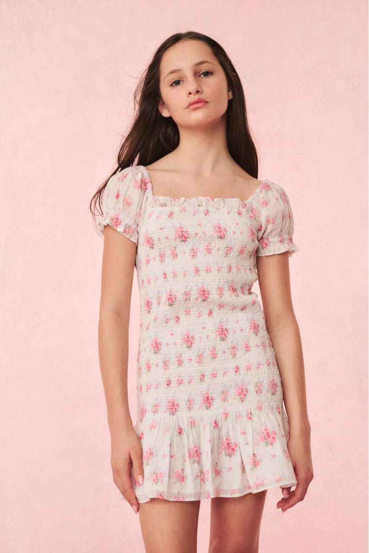 Girls Mosa Cotton Floral Dress - Thulian Pink | Cute Summer Dress for Toddler Girls, Perfect for Parties, Photos & Outdoor Play
