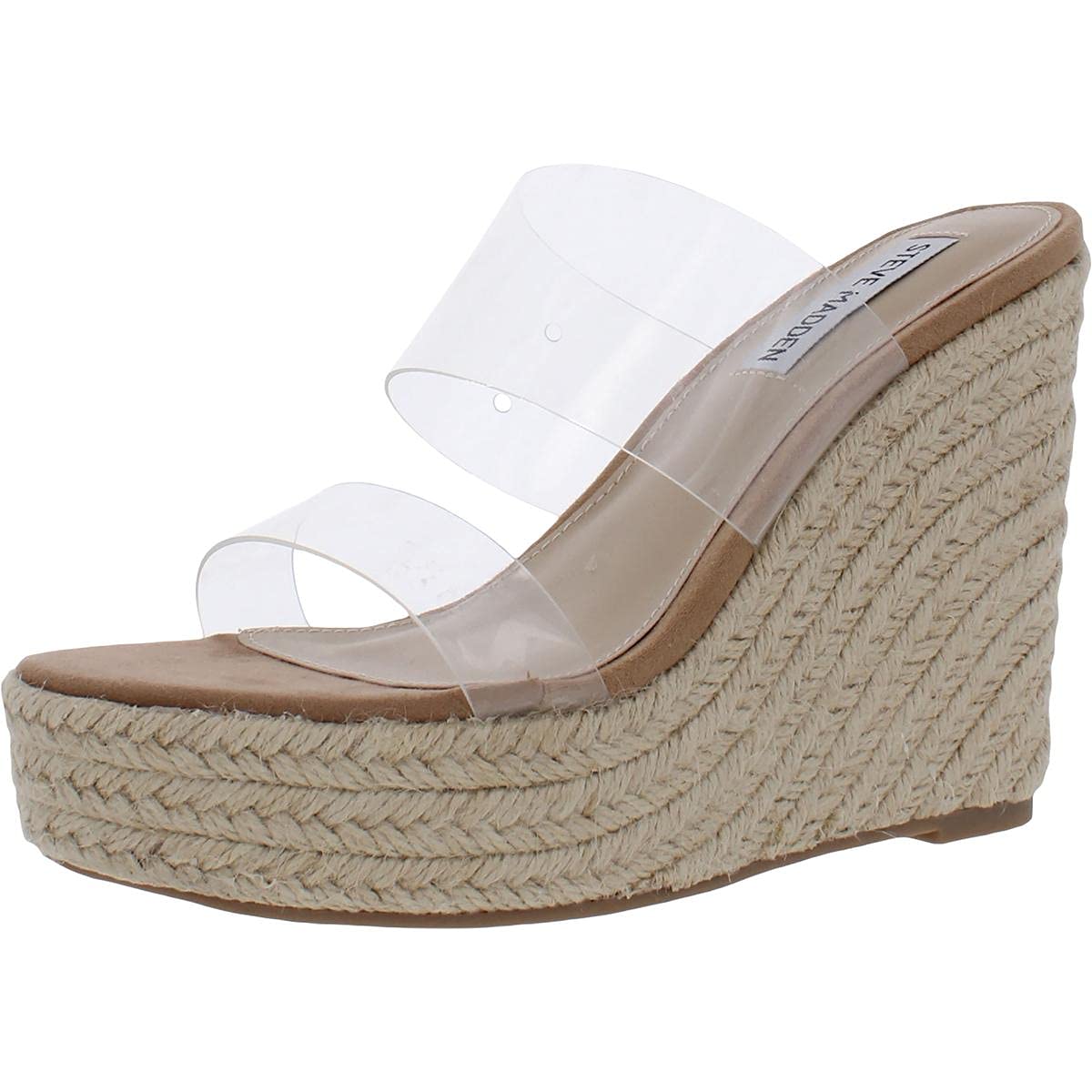 Steve Madden Women's Sunrise Wedge Sandals - Comfortable Jute-Wrapped Wedge Heel with Padded Footbed, Open-Toe Design for Summer Beach & Casual Outings