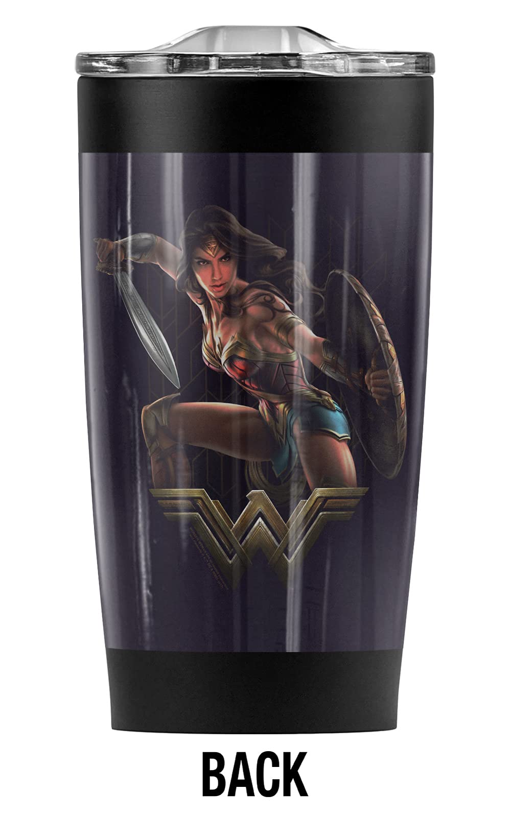 Wonder Woman Movie Stainless Steel Tumbler 20oz - Vacuum Insulated Travel Mug with Leakproof Lid - Keeps Hot & Cold for Hours - Perfect for Coffee, Tea, Iced Drinks - Great Gift for Office, Gym, Camping, Road Trips