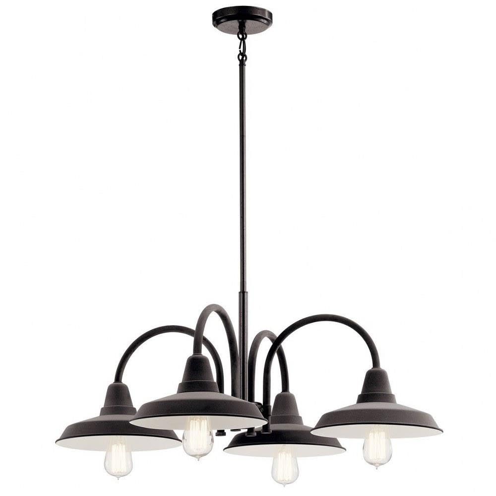 Kichler Marrus 4-Light Chandelier in Weathered Zinc & Anvil Iron - Modern Farmhouse Ceiling Light Fixture for Dining Room, Living Room, Bedroom, or Entryway