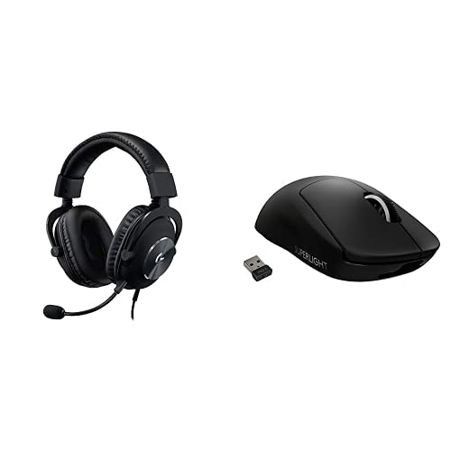 Logitech G Pro X Wired Gaming Headset with Blue VO!CE & G Pro X Superlight Wireless Gaming Mouse - Black | Esports, FPS Gaming & Streaming Setup