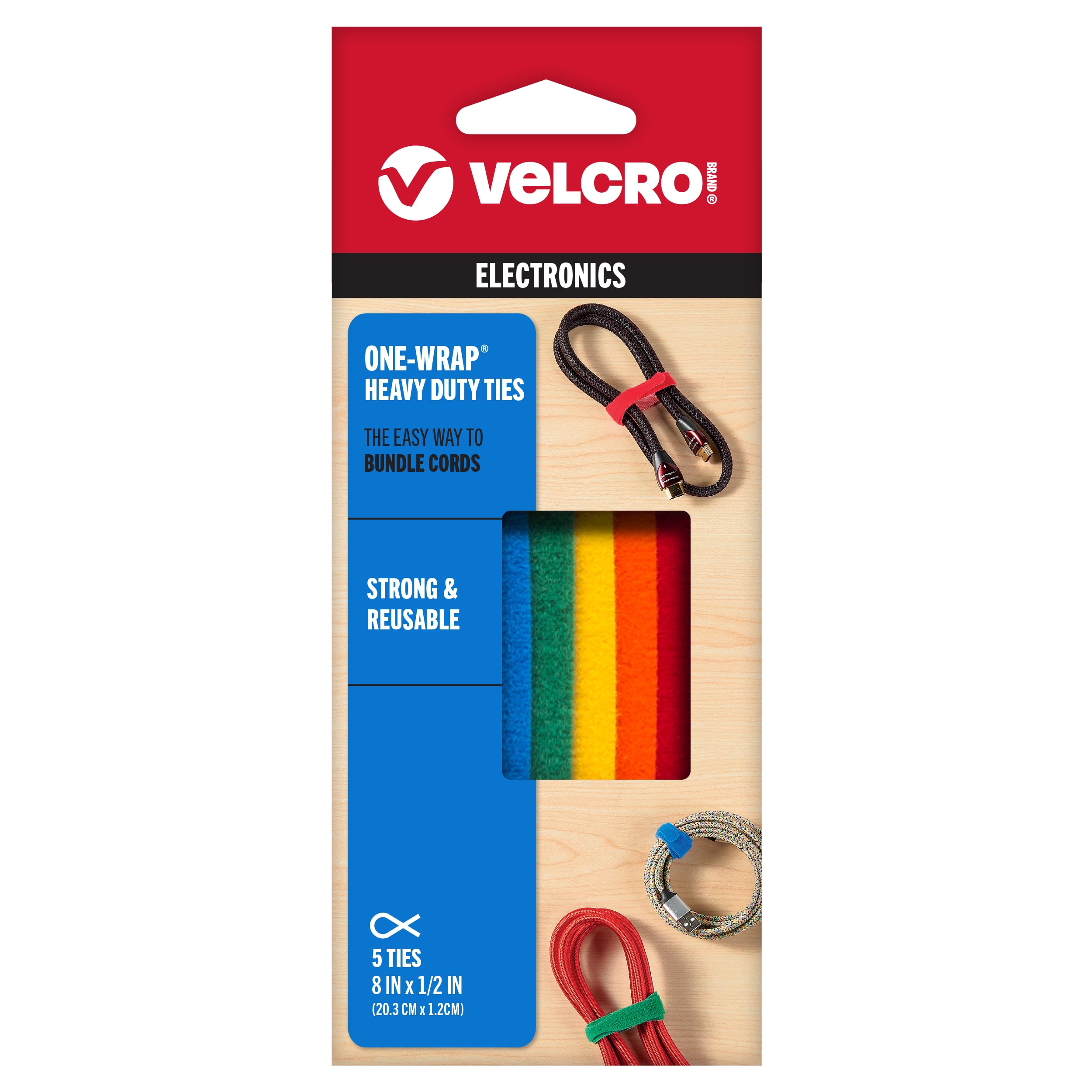 VELCRO Brand ONE-WRAP Reusable Cable Ties - 8