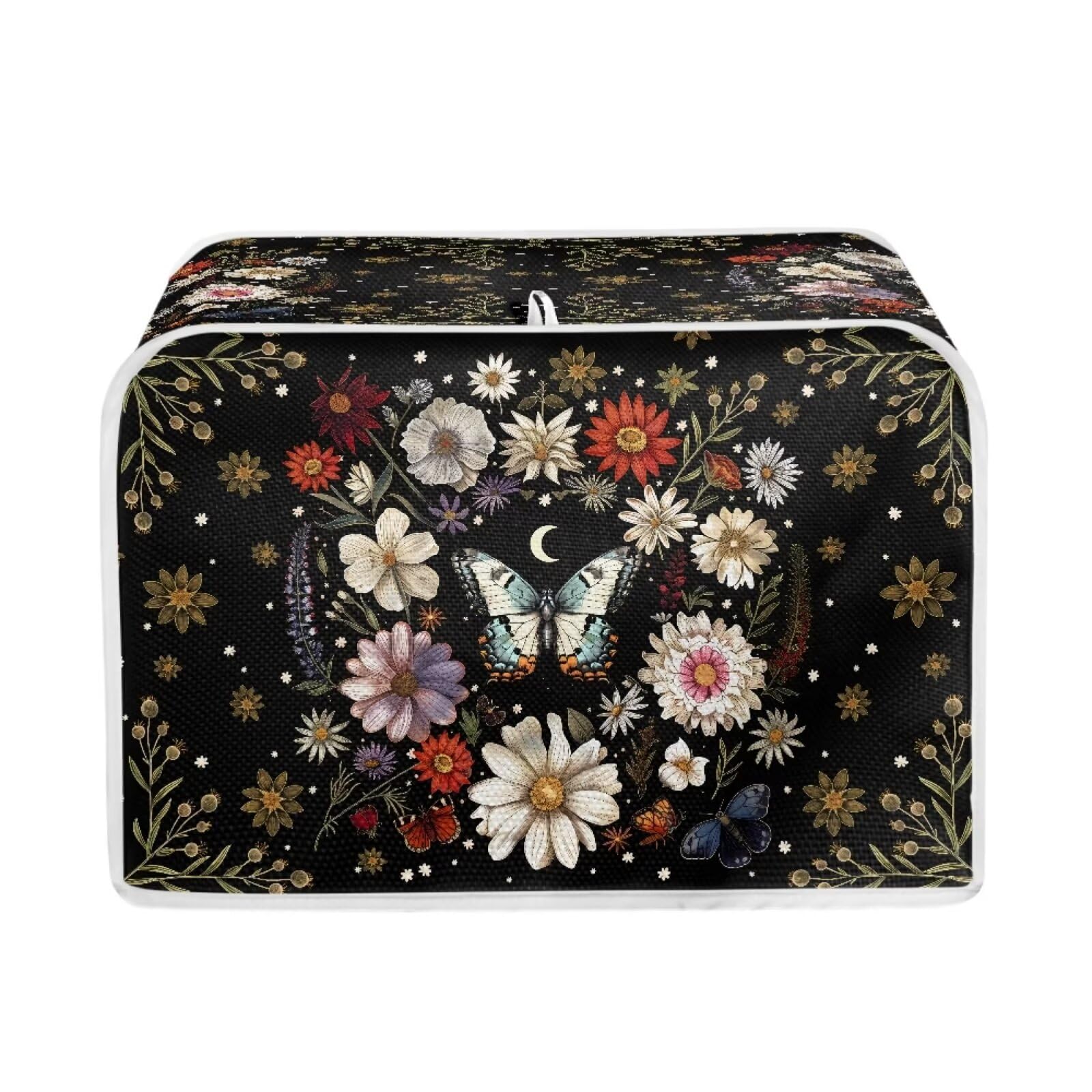 Lotusorchid Butterfly 2-Slice Toaster Cover - Washable & Decorative Dust Cover for Bread Makers & Kitchen Appliances - Perfect for Countertop Protection & Kitchen Decor (Black)