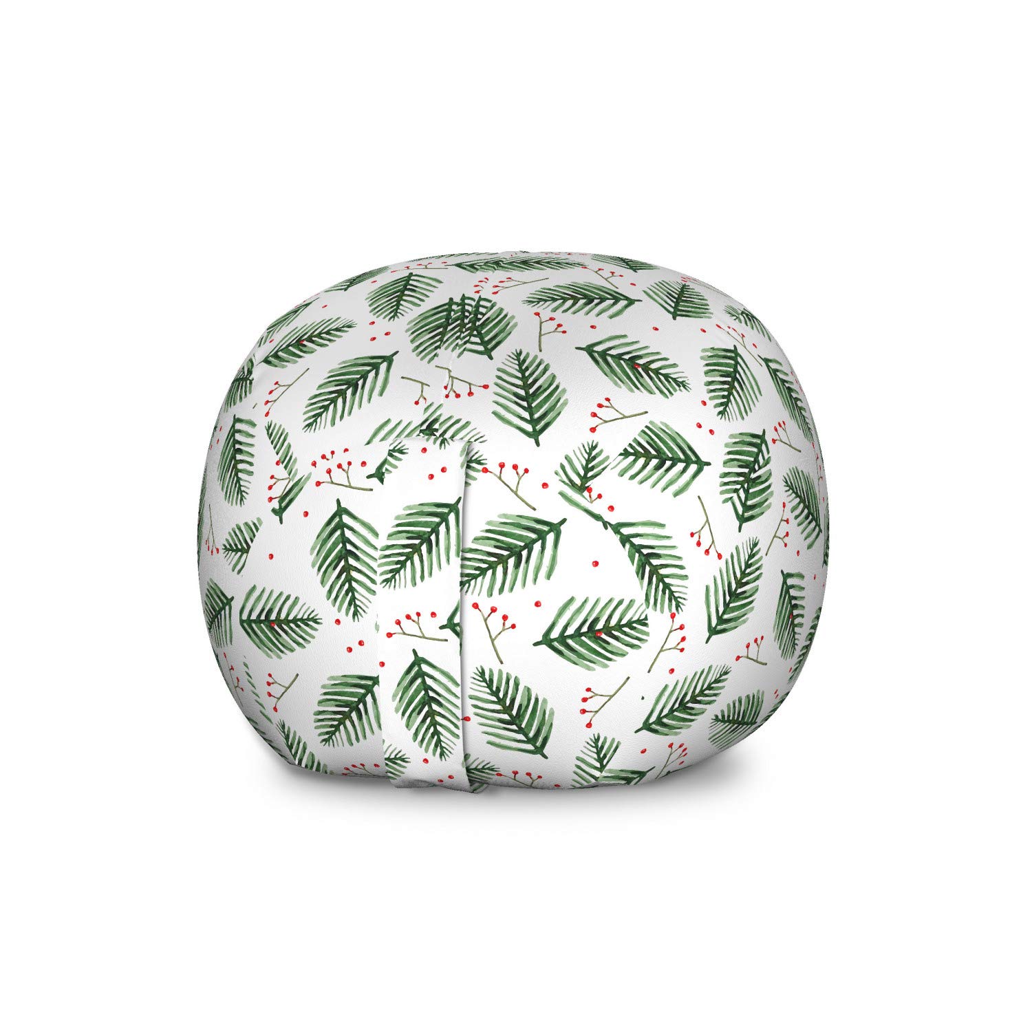 Ambesonne Christmas Tree Storage Bag - Large Washable Toy Organizer with Watercolor Branches & Berries Design, Hunter Green & White - Perfect for Holiday Decor Storage, Kids' Room Organization & Stuffed Animal Collection
