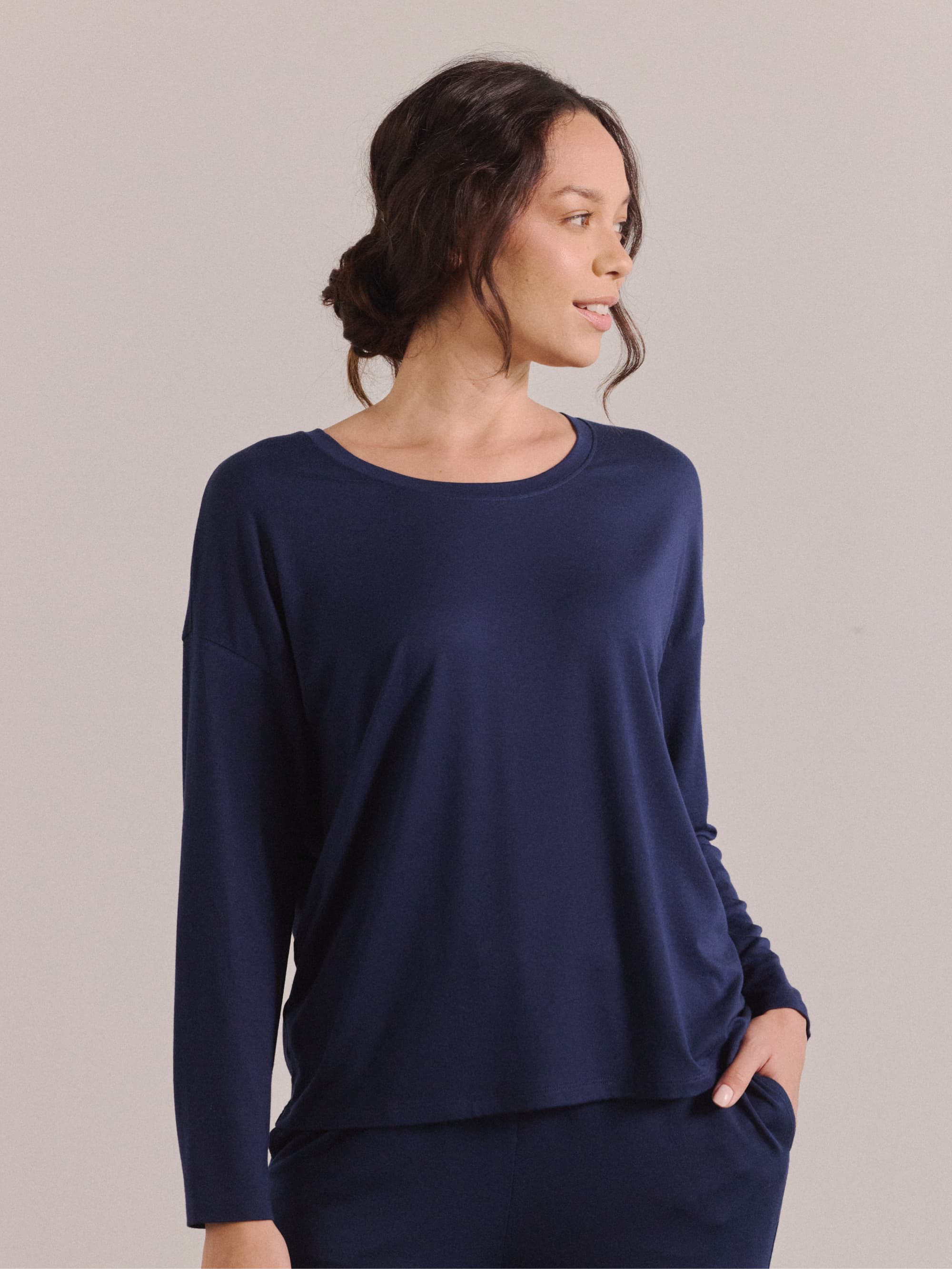 Soft Modal Long Sleeve Pajama Top for Women - Comfortable Sleepwear for Nighttime & Lounge Wear - Perfect for Relaxing at Home or Bedtime Comfort