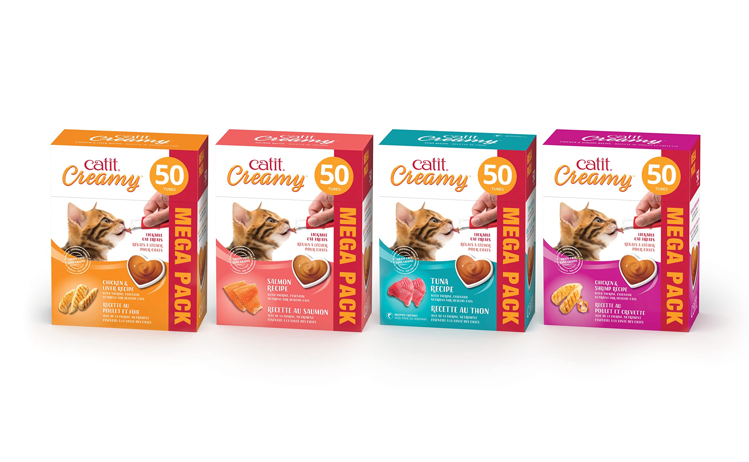 Catit Creamy Lickable Cat Treats - Healthy Tuna Flavor Cat Snacks (50 Pack) - Perfect for Training, Rewards & Bonding with Your Feline Friend