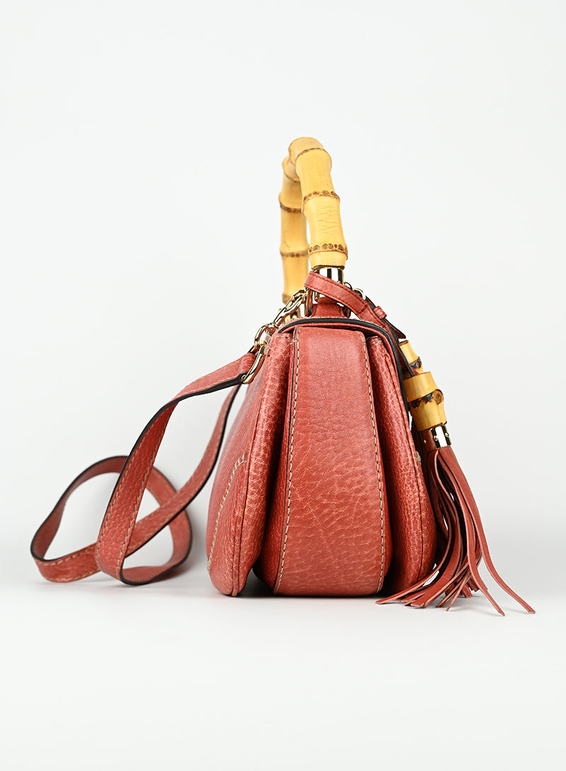 Authentic Gucci Bamboo Leather Handbag in Red - Luxury Women's Tote Bag for Work, Travel & Everyday Elegance