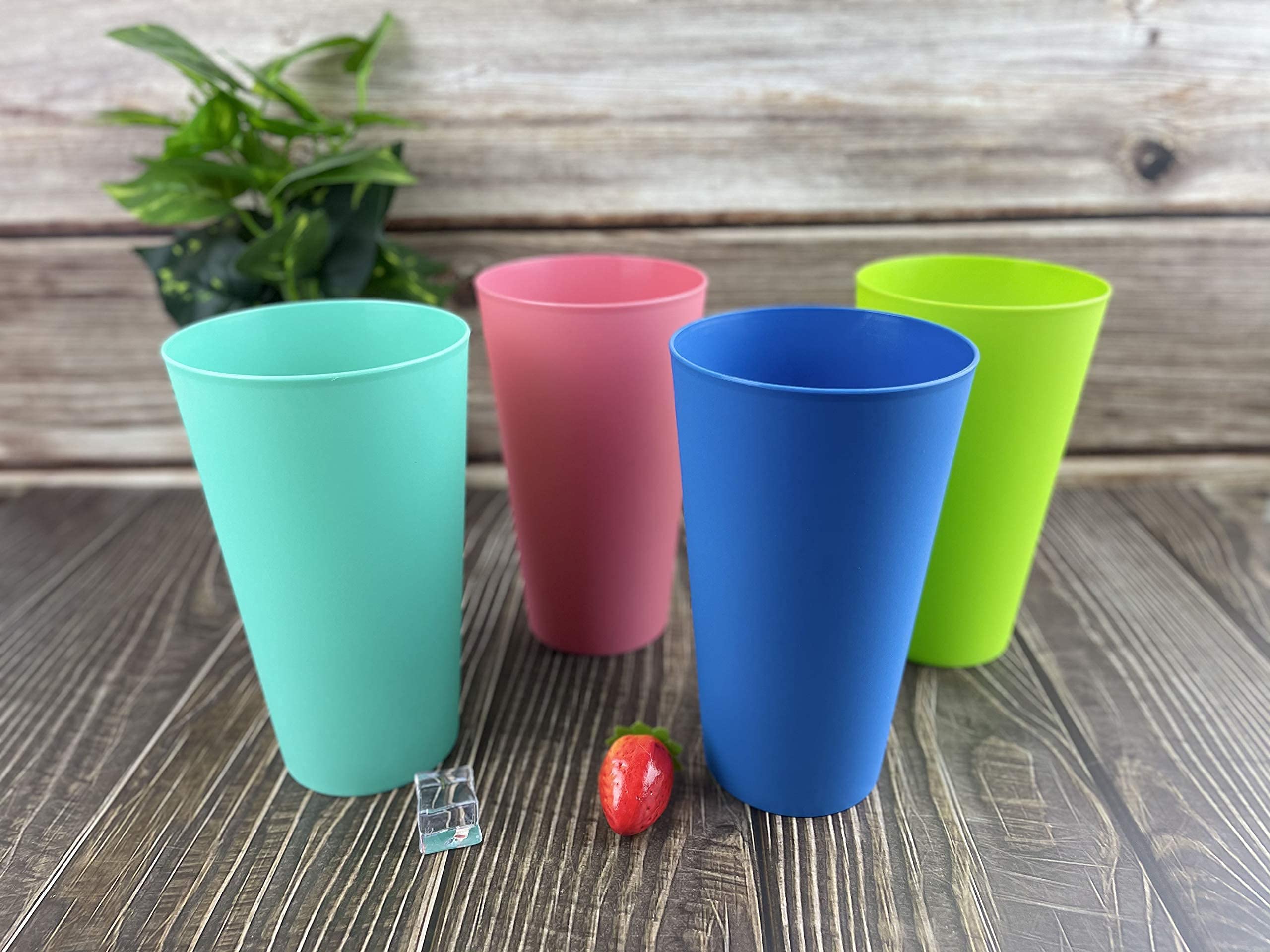 BPA-Free Reusable Plastic Cups and 10-Inch Plates Set of 24 - Dishwasher Safe, Durable for Kids, Indoor & Outdoor Use - Perfect for Parties, Picnics, BBQs, and Family Gatherings