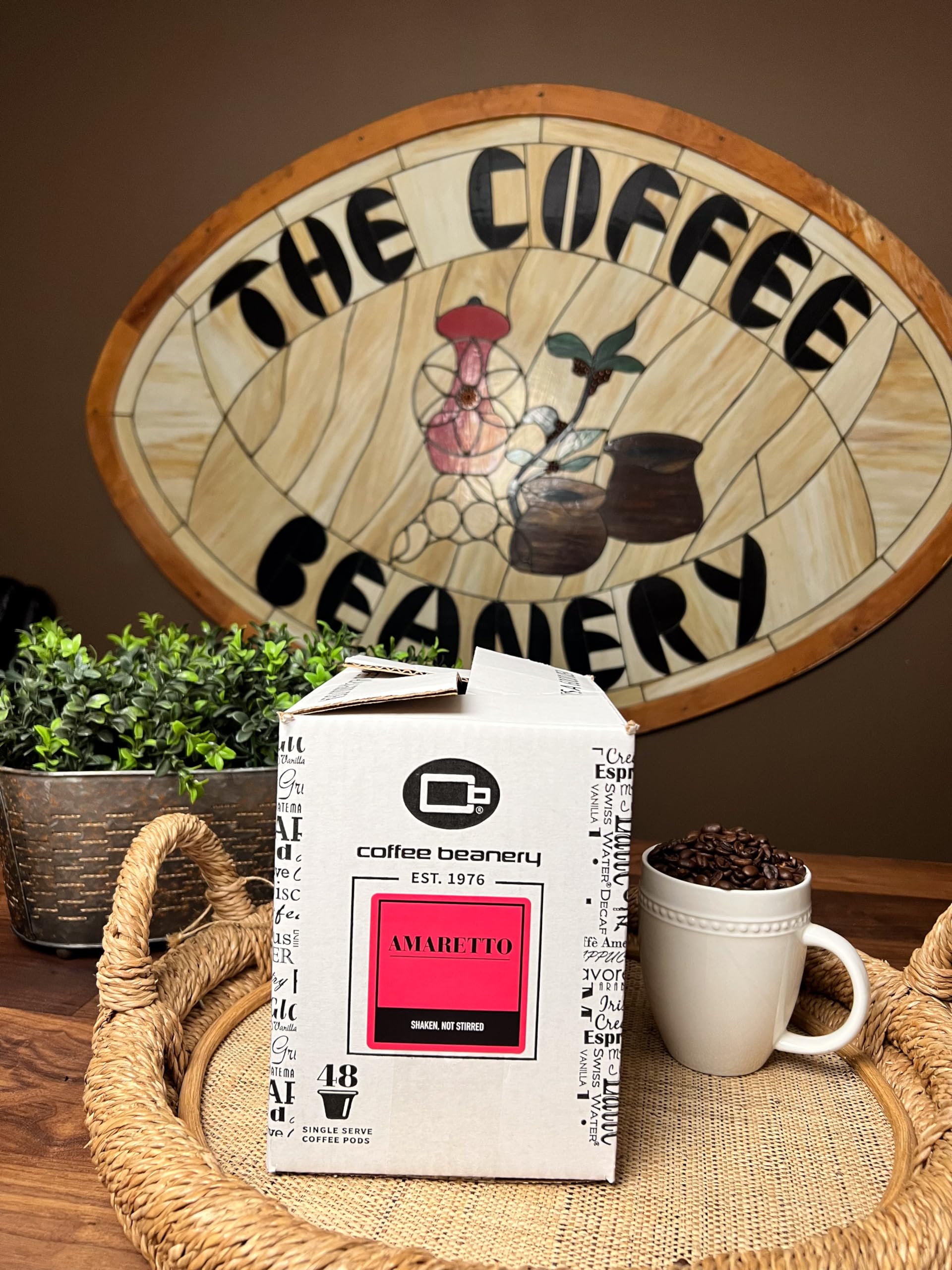 Coffee Beanery Amaretto Coffee Pods - 48 Count Bulk Medium Roast Arabica Coffee Capsules for Keurig Brewers | Perfect for Home, Office & Breakfast Use
