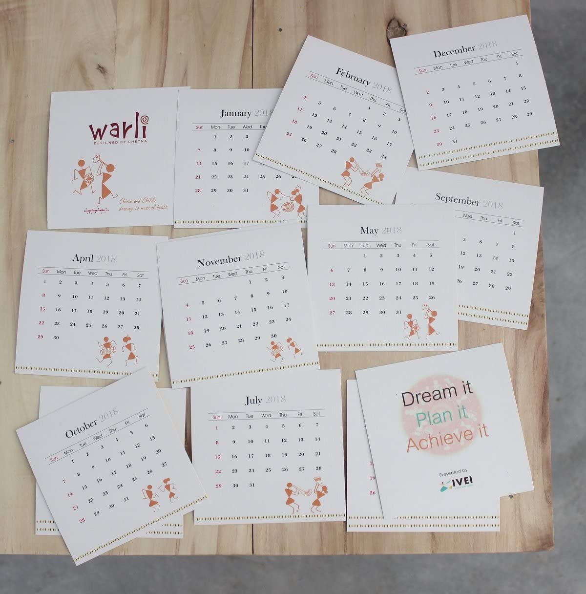 IVEI Warli Utility Desk Calendar with Whiteboard - Dry Erase Board for Office, Home & School - Perfect for Scheduling, Planning & Reminders