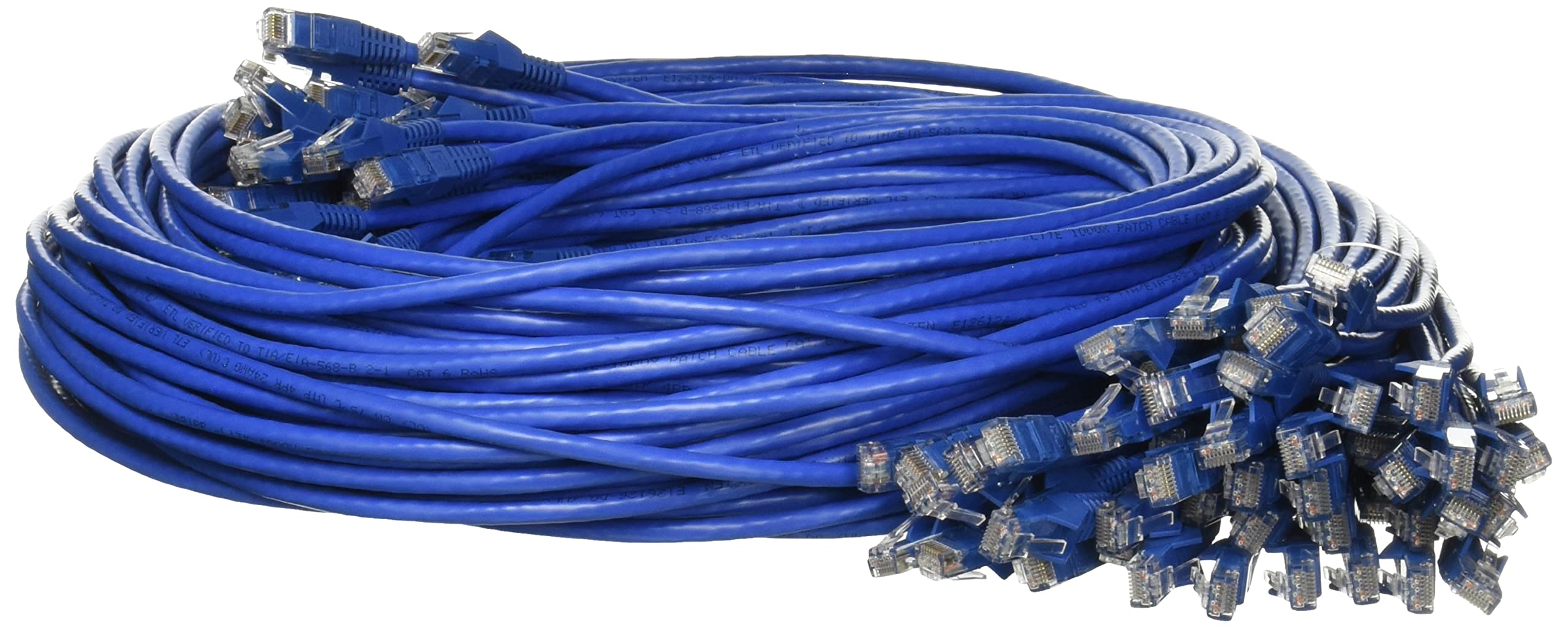 Tripp Lite Cat6 Gigabit Ethernet Cable 5ft Bulk Pack (50-Piece) - Snagless Molded RJ45 Patch Cords, Blue - High-Speed Internet & Network Connection for Home Office, Gaming, and Data Centers (N201-005-BL50BP)