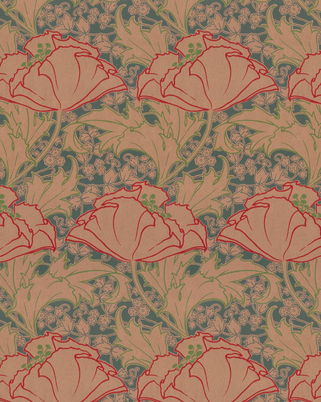 Lim & Handtryck Wallpaper Berlin Branch/Red - Premium Hand-Printed Wallpaper for Living Room, Bedroom & Home Decor