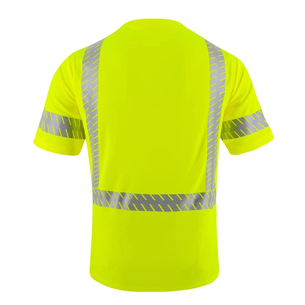ANSI Class 3 High Visibility Safety Shirts with Reflective Strips - Black Construction Work Shirts for Men - Ideal for Road Work, Night Shifts & Hazardous Job Sites