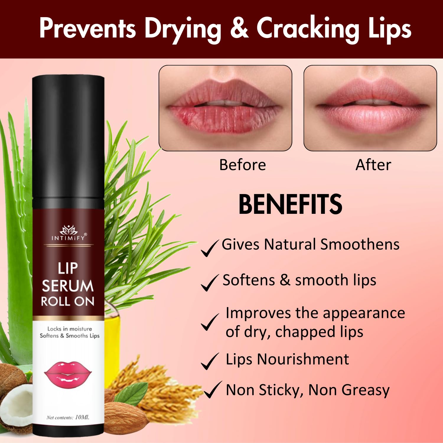 INTIMIFY Lip Brightening Serum for Dark Lips - Whitening & Moisturizing Treatment with Nourishing Formula to Soften Lips for Men & Women - 10ml (Pack of 1) - Perfect for Daily Lip Care & Nighttime Hydration