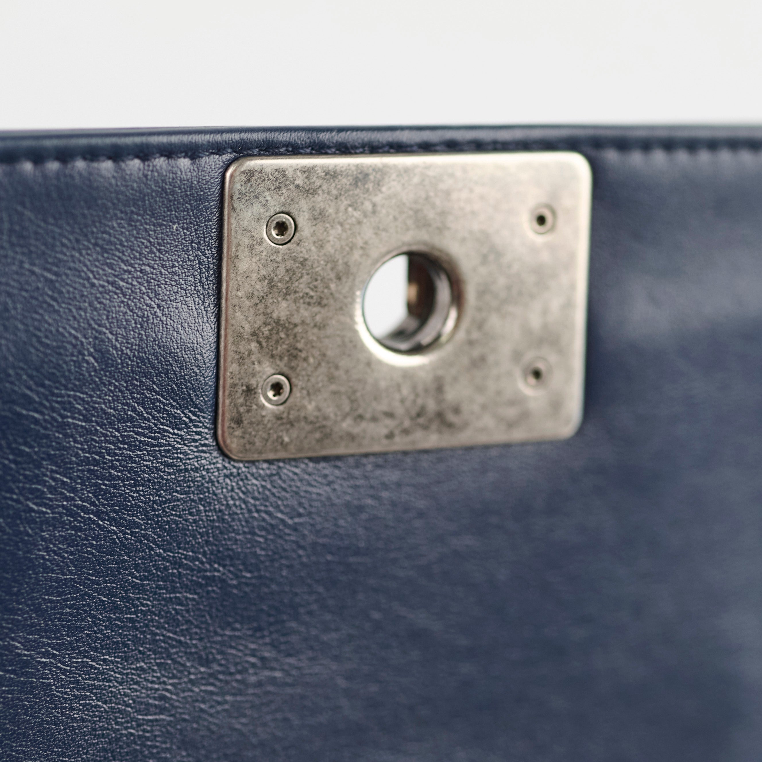 Chanel Old Medium Boy Bag in Navy with Studded Details - Luxury Crossbody Bag for Women, Perfect for Parties & Evening Events