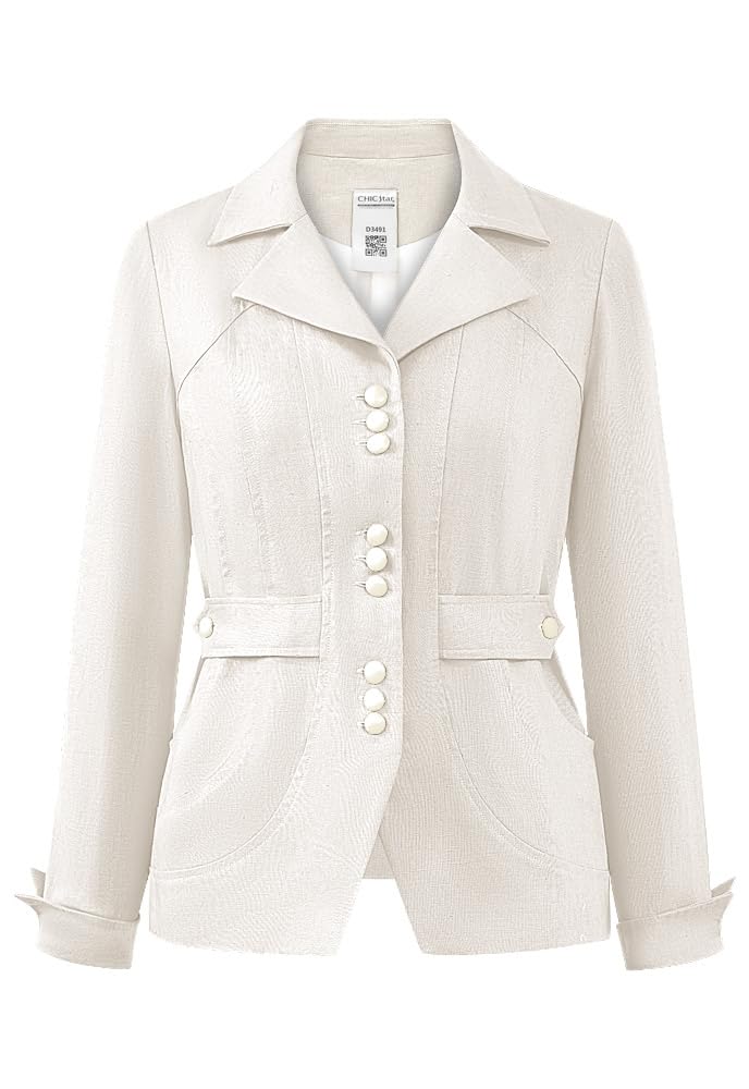 CHIC STAR Women's Linen Blazer Jacket - Lightweight Summer Office Blazer for Women, Casual Business Suit Jacket for Work, Travel & Special Occasions