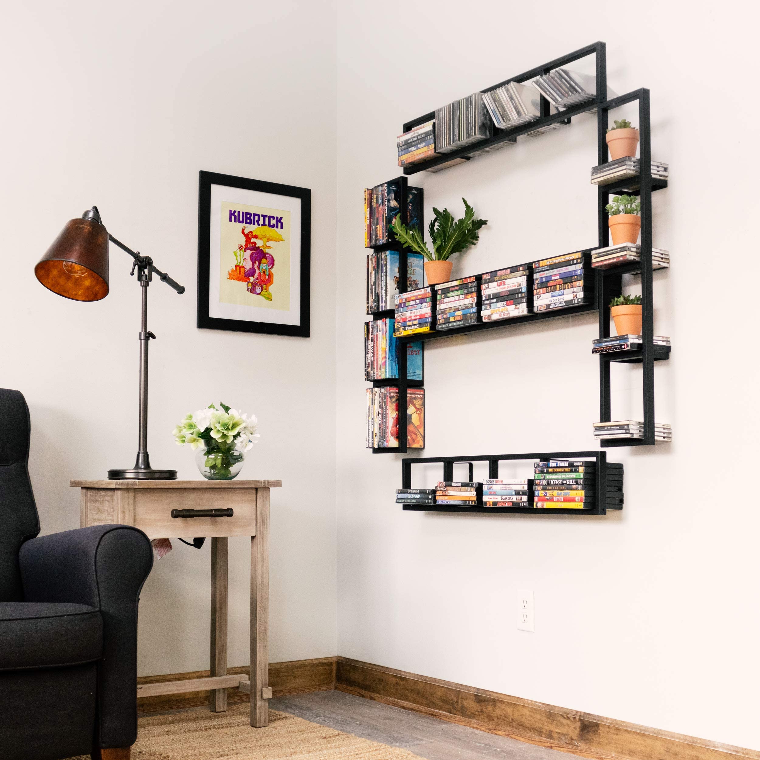 Space Black Floating Shelves for Wall - 34 Inch Set of 5, Modern Video Game & DVD Storage Shelves, Cube Organizer for Living Room, Bedroom, and Office Decor