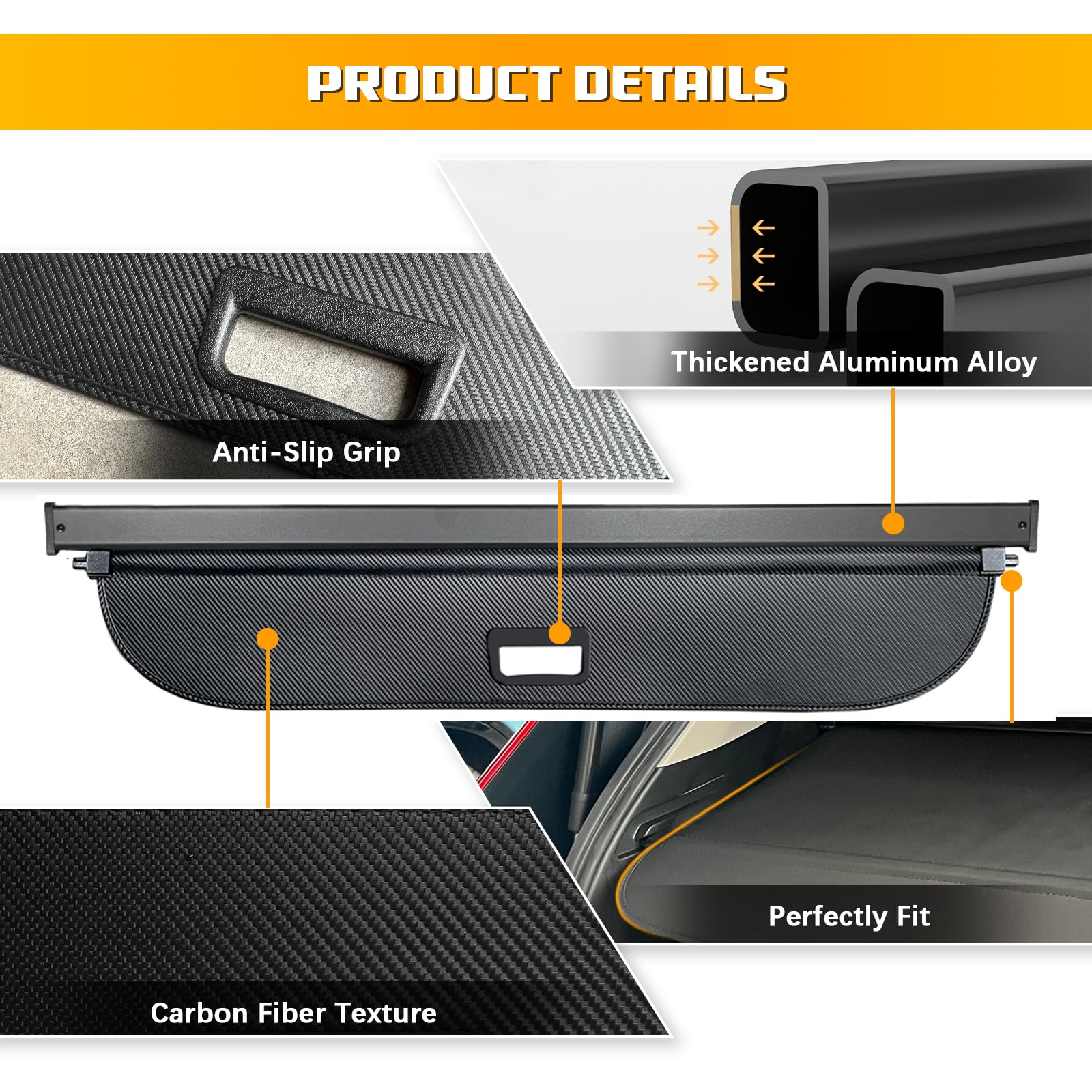 2023-2024 Honda HR-V Cargo Cover - Premium Trunk Security Shade Protector | Carbon Fiber Car Accessory | Perfect for Road Trips, Grocery Hauling & Vehicle Protection