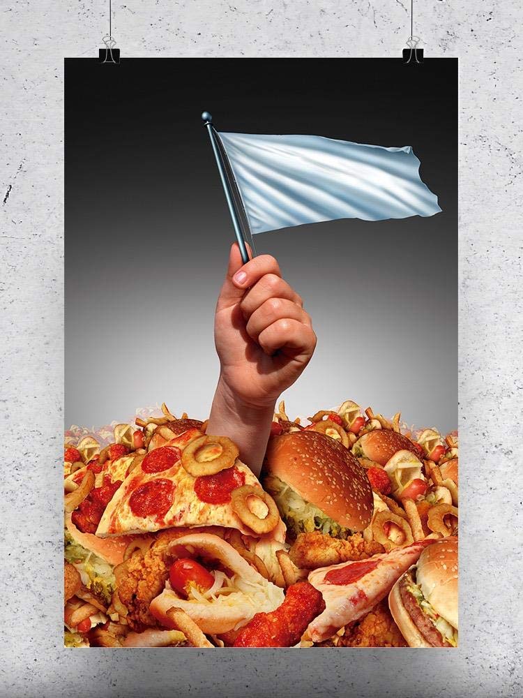 Junk Food Surrender Motivational Poster - Healthy Eating Wall Art for Kitchen, Office & Gym - Inspirational Decor for Weight Loss & Wellness Journey