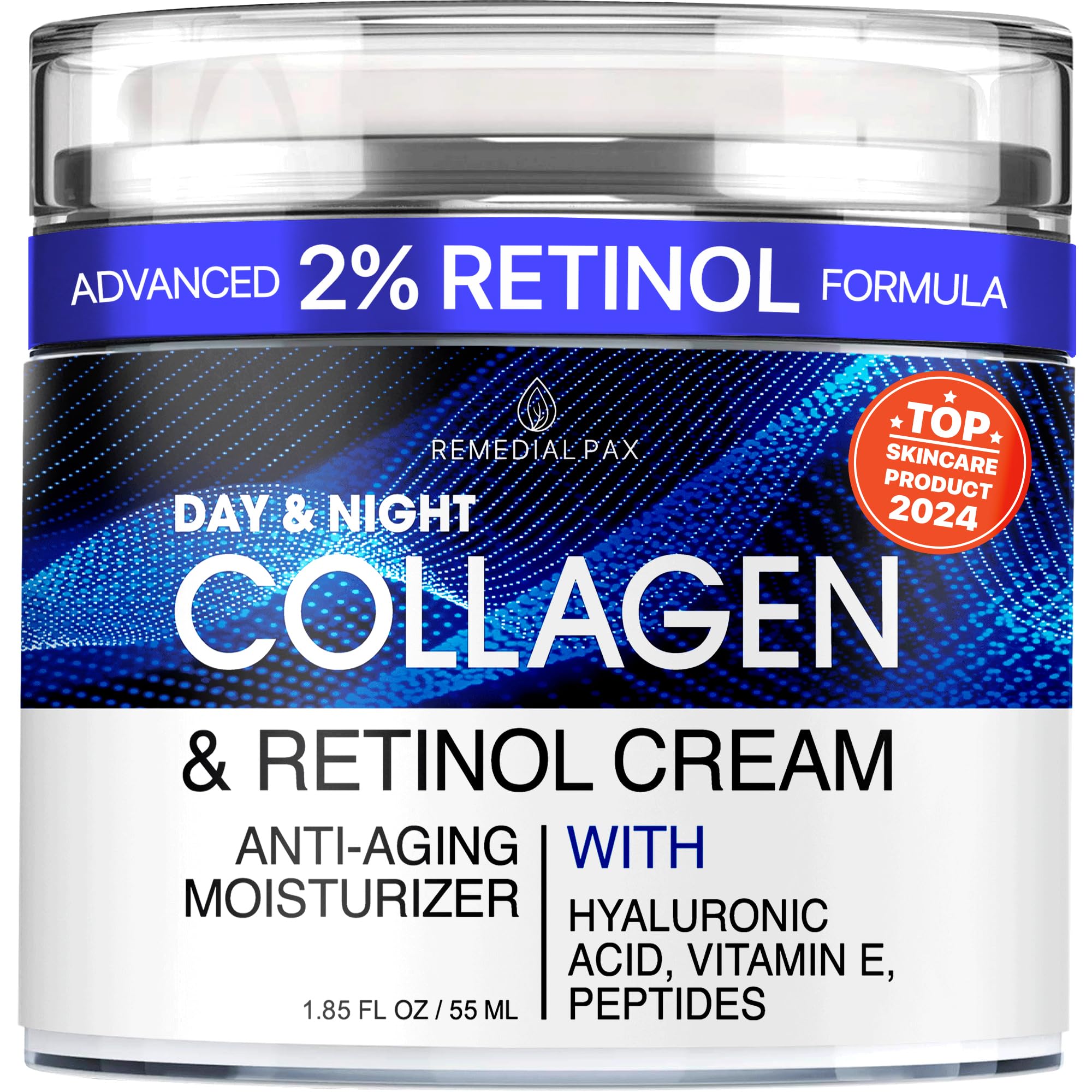 REMEDIAL PAX Collagen Cream with Retinol & Hyaluronic Acid - Anti-Aging Day & Night Face Moisturizer for Women & Men | Hydrating Facial Lotion to Reduce Wrinkles & Fine Lines | Perfect for Dry Skin Care Routine & Daily Hydration