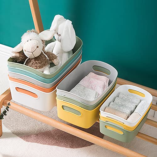 VALINK Plastic Storage Baskets with Handles - 3-Pack Thick PP Material Organizer Bins for Shelves, Desktop, Kitchen & Bathroom - Perfect for Snacks, Sundries, Toys & Home Organization (Small/Medium/Large)