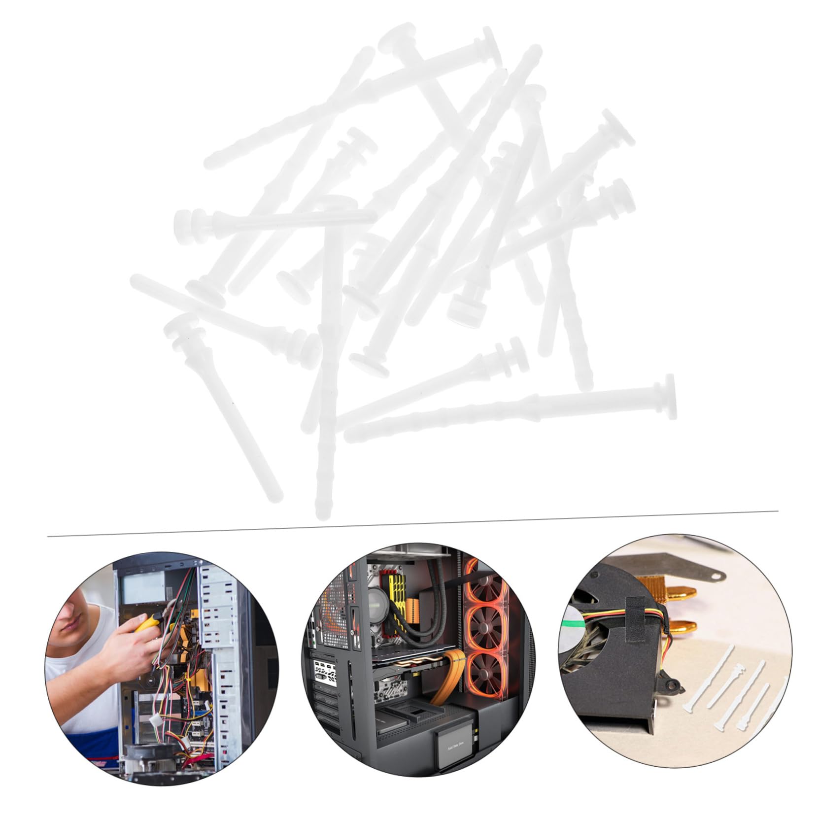 OUNONA 20pcs Anti-Vibration Silicone Screws for PC Case Fans - Computer Case Mounting Screws, Noise Reduction Rubber Pins, Shock Absorption Rivets - Perfect for Quiet Gaming PC & Workstation Builds