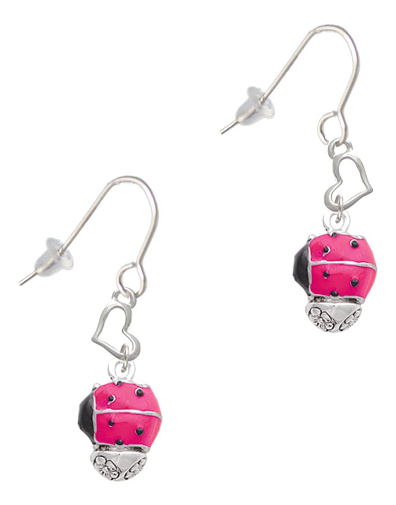 Ladybug Spinner Heart Earrings - Cute French Jewelry for Women