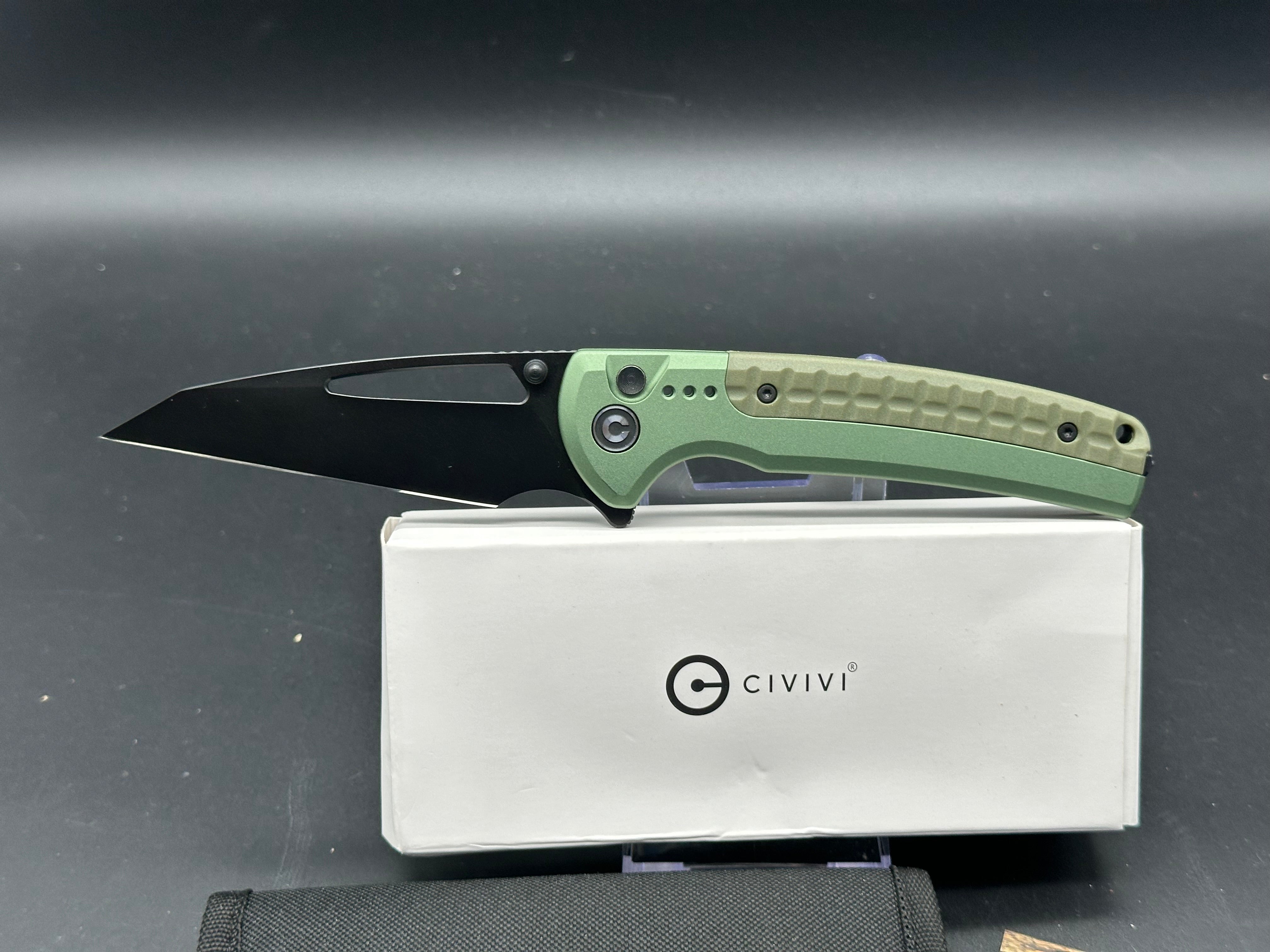 CIVIVI Sentinel Strike Folding Pocket Knife - Green Aluminum Handle with Black G10 Inlay - EDC Tactical Knife for Camping, Hiking & Outdoor Survival
