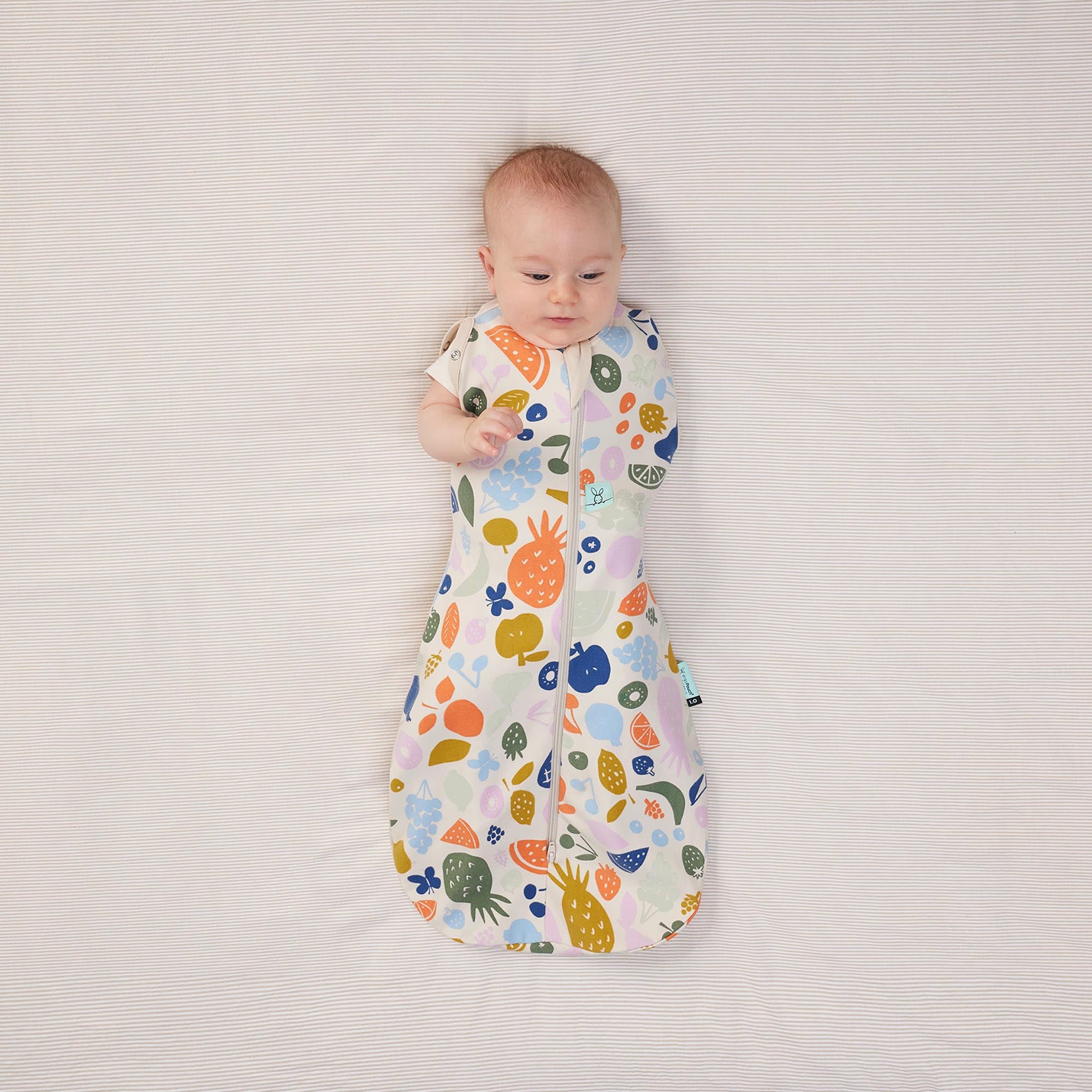 ErgoPouch Cocoon Zip Swaddle Bag 0.2 TOG - Lightweight Baby Sleep Sack for Newborns & Infants - Fruit Salad Print - Perfect for Nursery, Daycare & Travel