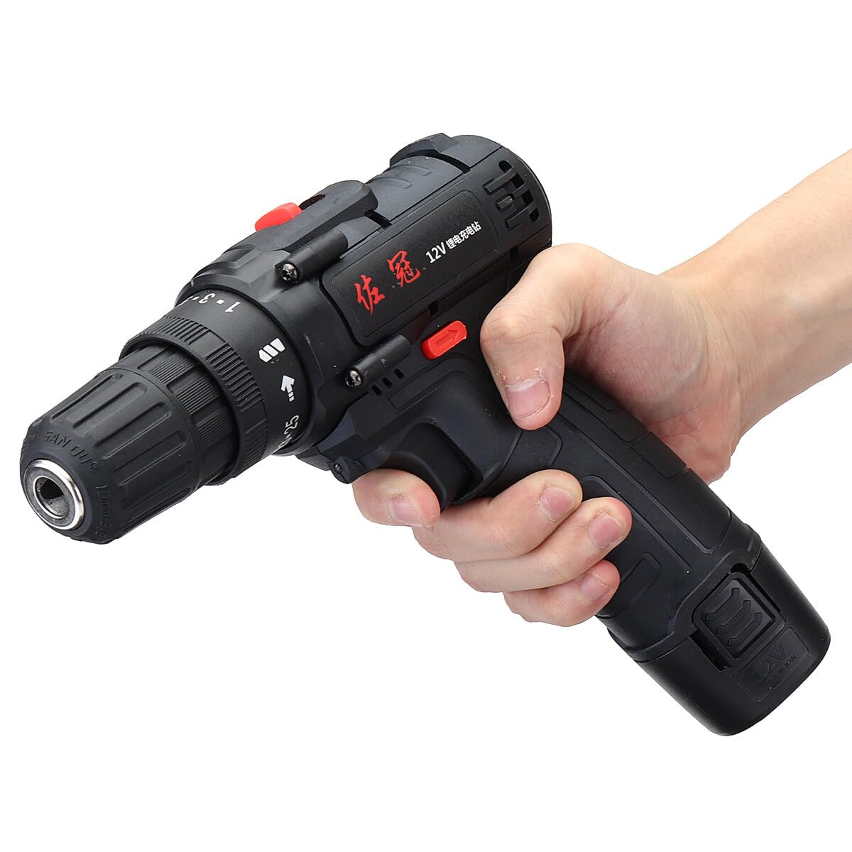 12V Cordless Electric Drill with 2-Speed Screwdriver, Hammer Function & LED Light - 1500mAh Battery - Perfect for DIY Home Projects, Woodworking, and Furniture Assembly