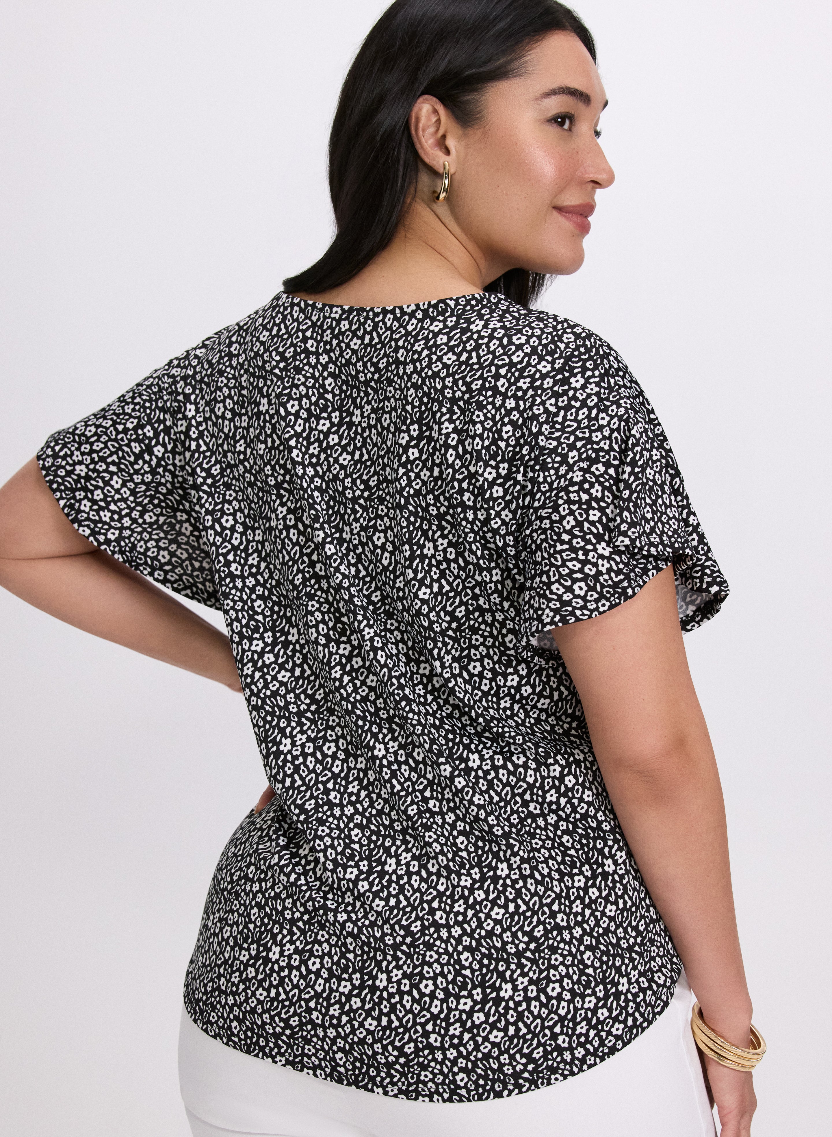 Floral Print Flutter Sleeve Blouse for Women - Elegant Summer Tops for Casual Wear, Date Night & Office Outfits
