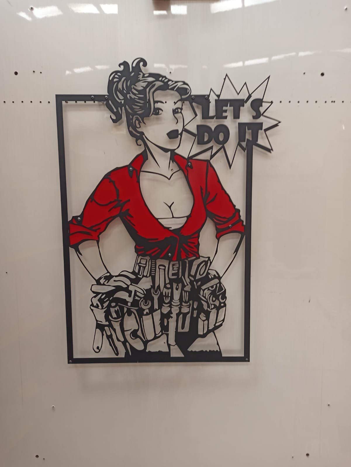 Repair Woman Metal Wall Art - Home Decor for Living Room, Kitchen, Bedroom