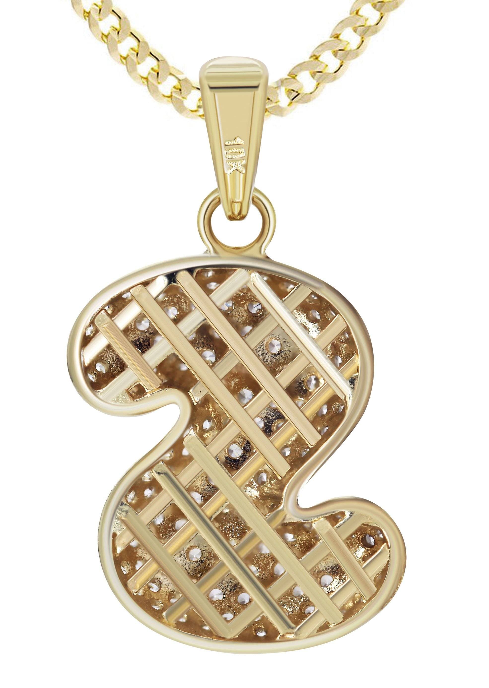 10K Yellow Gold Bubble Letter S CZ Necklace for Women | 4.5 Grams | Cubic Zirconia Pendant | Elegant Layering Jewelry for Everyday Wear, Gifts & Special Occasions
