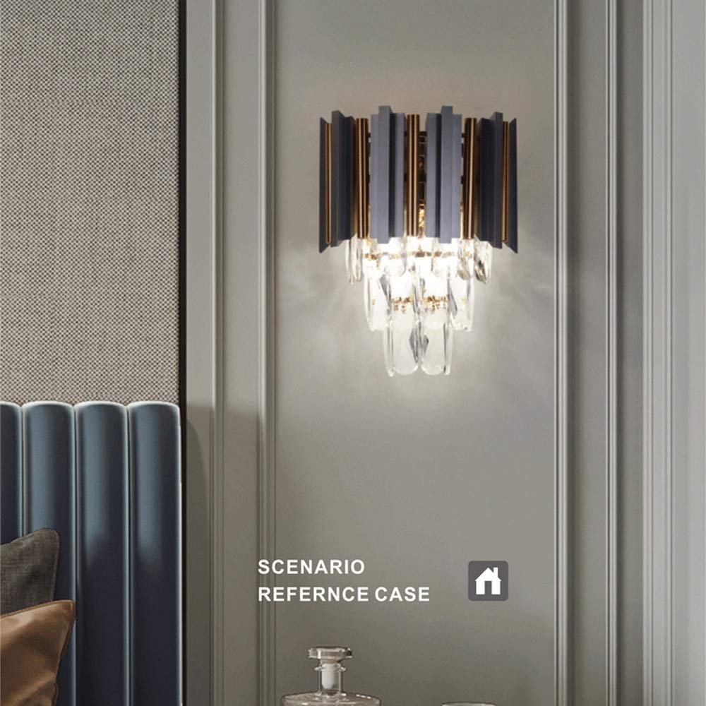 Modern Crystal Wall Sconce - 3-Tier Flush Mount Wall Light with Metal Frame & Crystal Lampshade (22cm Diameter) - Easy Installation for Bedroom, Living Room, Hallway & Bedside Decor - Perfect for Ambient Lighting, Romantic Settings & Home Interior Accents