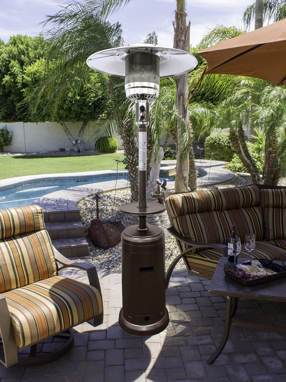 AZ Patio Heaters - Outdoor Propane Patio Heater in Hammered Bronze Finish, 48,000 BTU, for Backyard, Deck, Restaurant & Outdoor Dining Areas