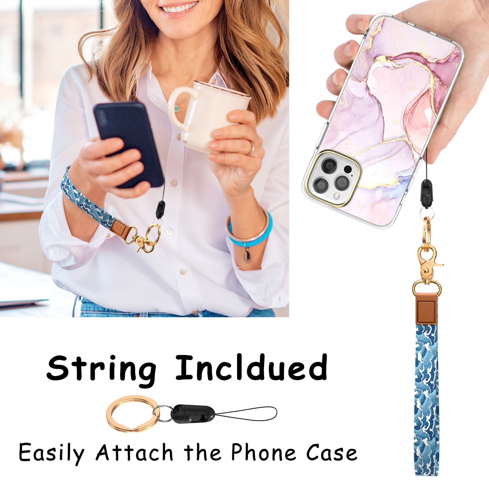 Stylish Wrist Lanyard Keychain for Women & Men - Secure Holder for Car Keys, ID Badges, Cards, Wallet & Phone - Perfect for Work, Travel & Outdoor Activities