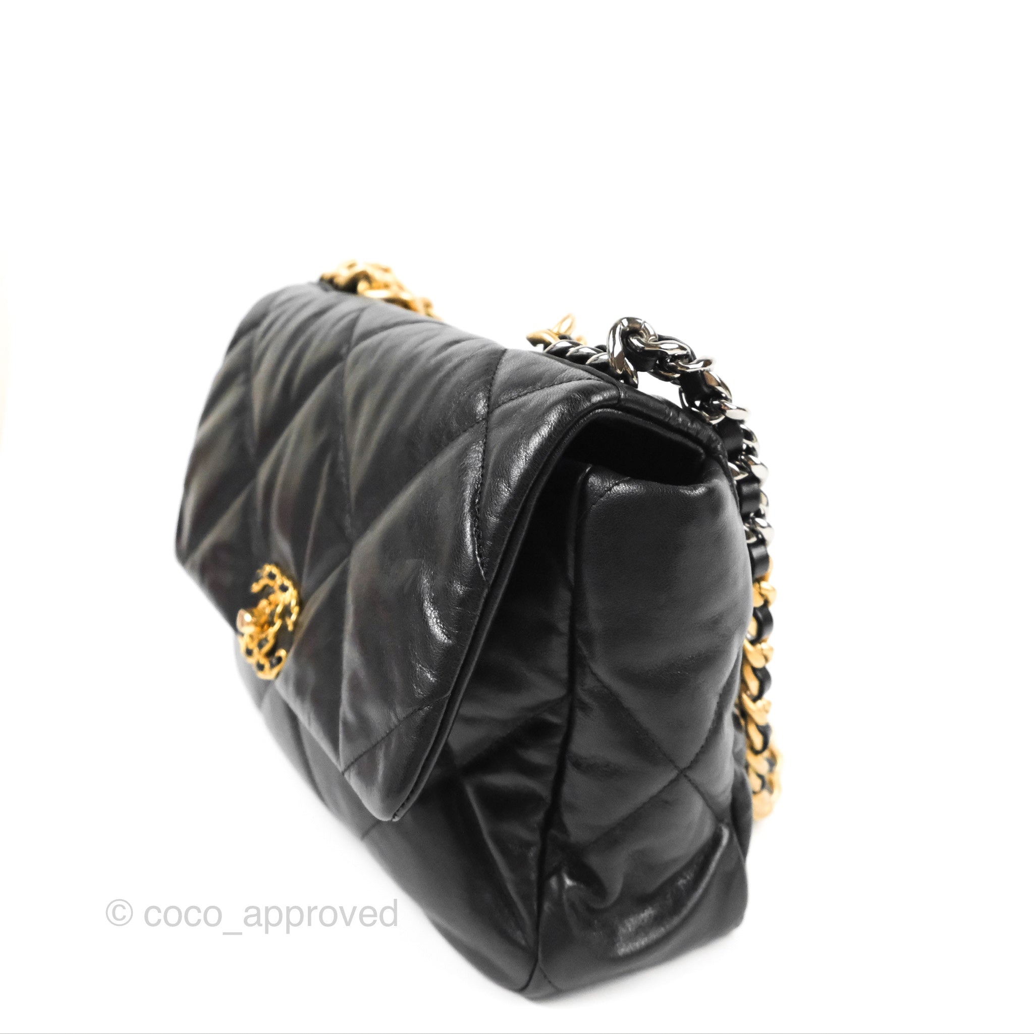 Chanel 19 Medium Flap Bag in Black Goatskin Leather with Mixed Hardware - Luxury Shoulder Bag for Women, Perfect for Work, Evening Events & Everyday Use