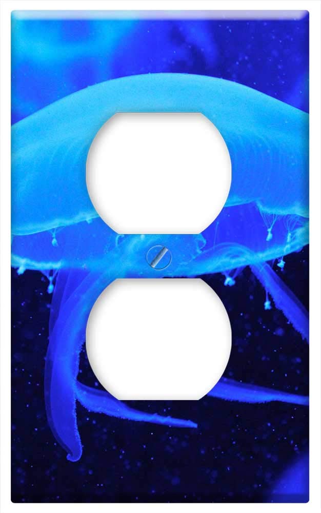 Jellyfish Aquarium Switch Plate Outlet Cover - Beautiful Blue Fish Design for Home Decor | Perfect for Living Room, Bedroom & Bathroom Wall Outlet Protection